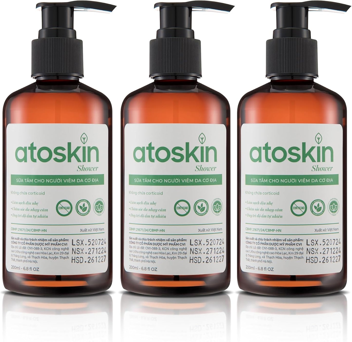 Atoskin Shower Gel (3 Pack) - for Eczema, Psoriasis, Dermatitis, and Anti-Itch Relief - Maximum Strength for Both Kids and Adults (20.4 oz)