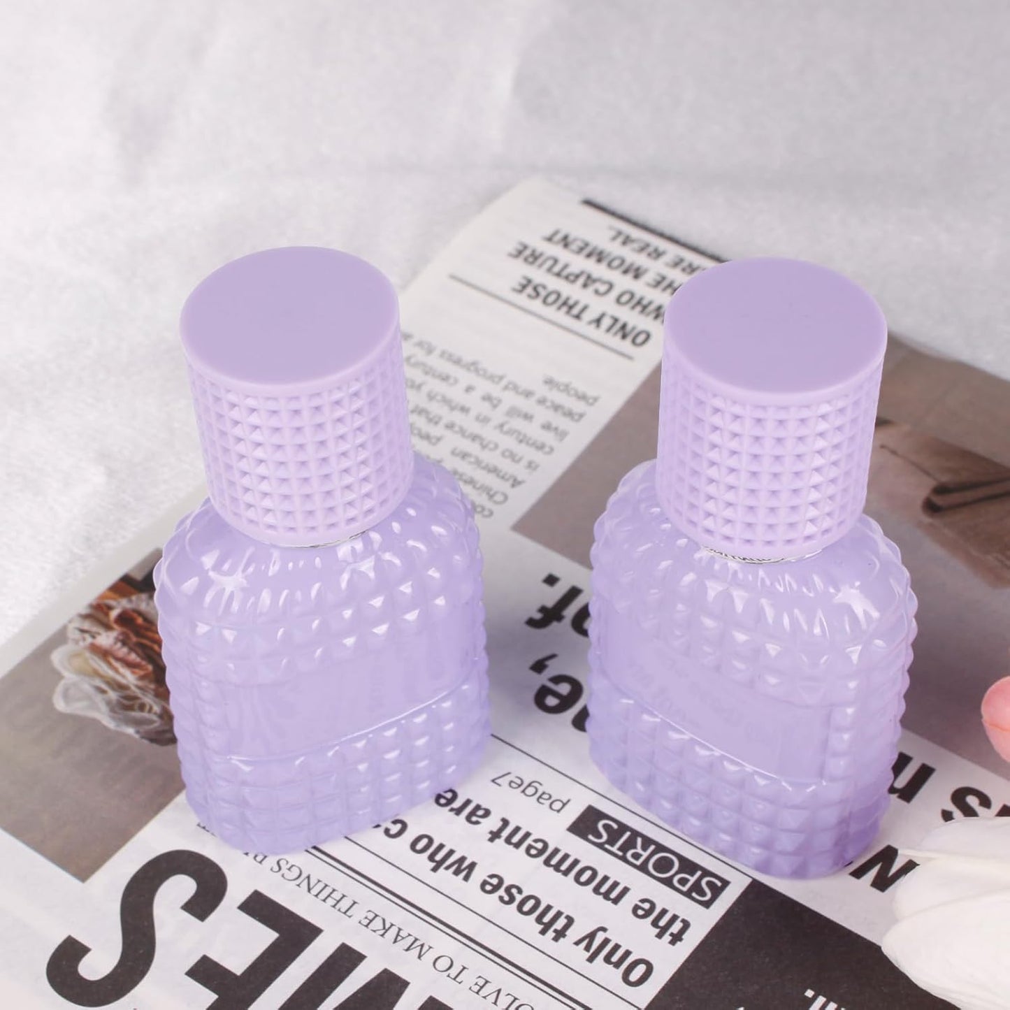 2 Pack 30ml Perfume Spray Bottles Empty, Refillable Glass Fine Mist Atomizer, Portable Travel Perfume Atomizers Fragrance Containers Sprayer for Cleaning, Essential Oils, Liquids (Purple)