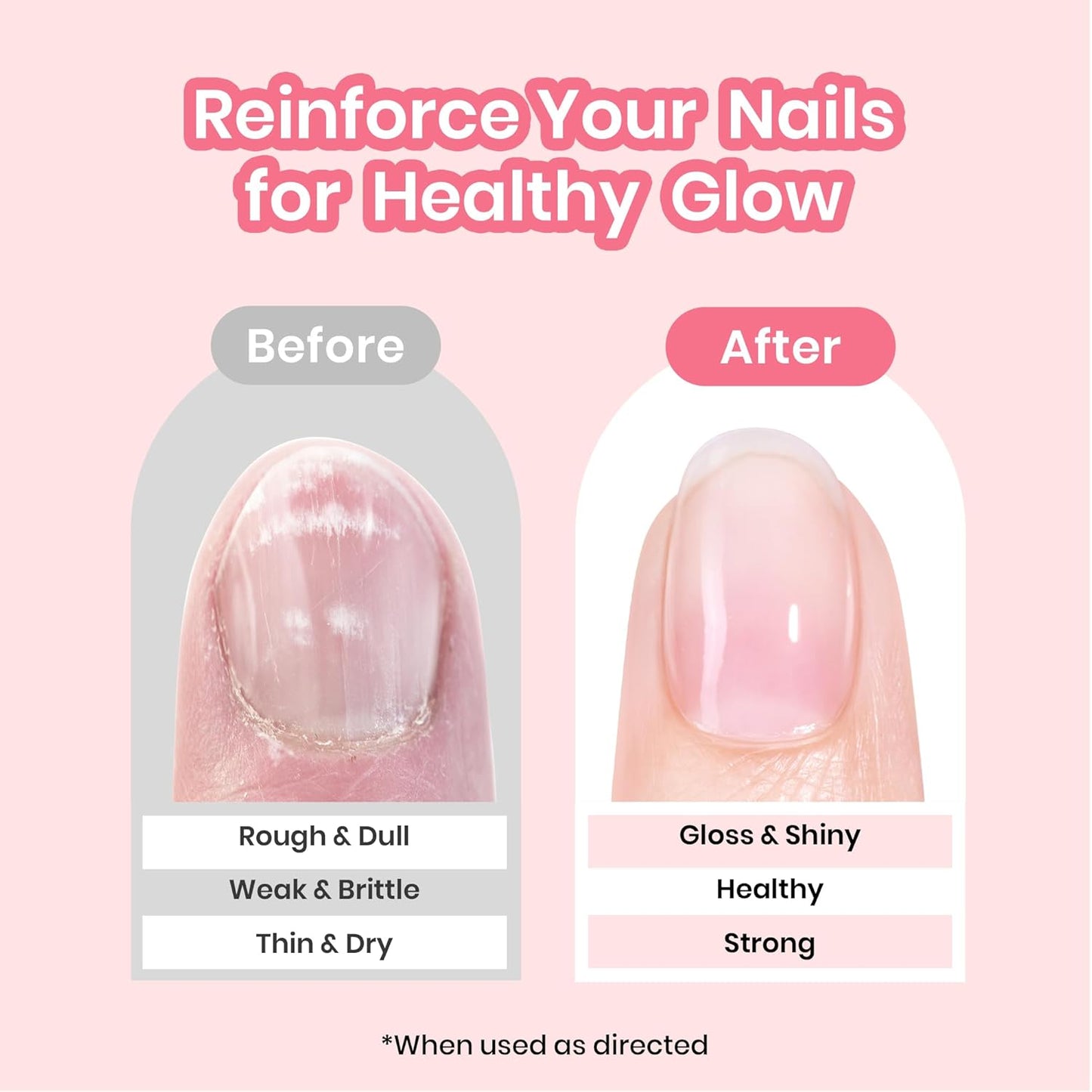 Beetles Nail Strengthener, Air Dry Pink Neutral Nail Polish Strengthener and Growth Nail Growth Treatment Nail Strengthener for Thin Nails and Growth