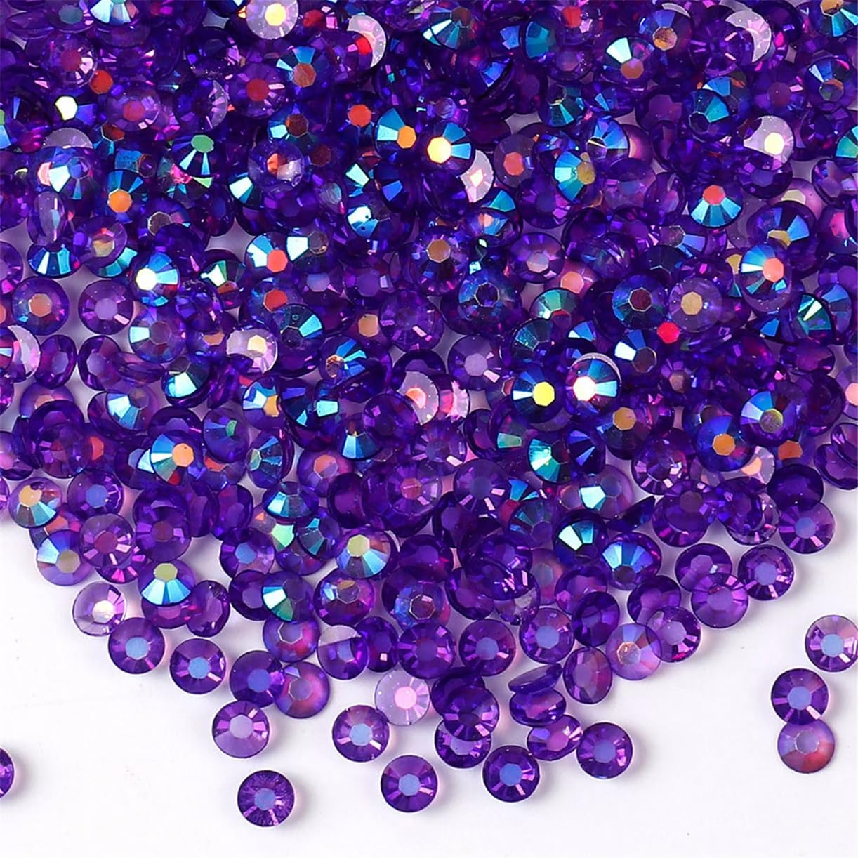 3000 Pieces SS6 2mm Flatback Rhinestones AB Clear Round Gems Crystals for Nail Art DIY Crafts Clothes Shoes Bags （Transparent Dark Purple AB）