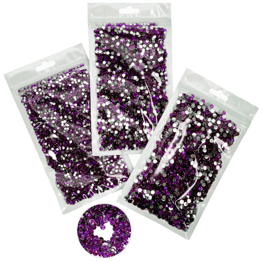 16000PCS Grape Purple Crystal Resin Rhinestones for Crafting 3mm 4mm 5mm Flatback Stones No-Hotfix Diamonds Crystals Gems Charms for Nails Face Eyes Makeup Tumblers Bottles Crafts Clothes Shoes