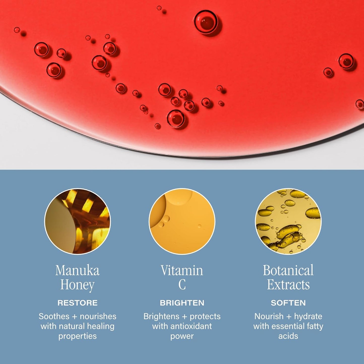 Luminous Crimson Lip Oil - Support Collagen Production, Smooth Lines & Soothe Dry Cracked Lips - Hydrating Clear Lip Oils - Improve Skin's Elasticity, Texture & Glow - Vitamin C & Manuka Honey