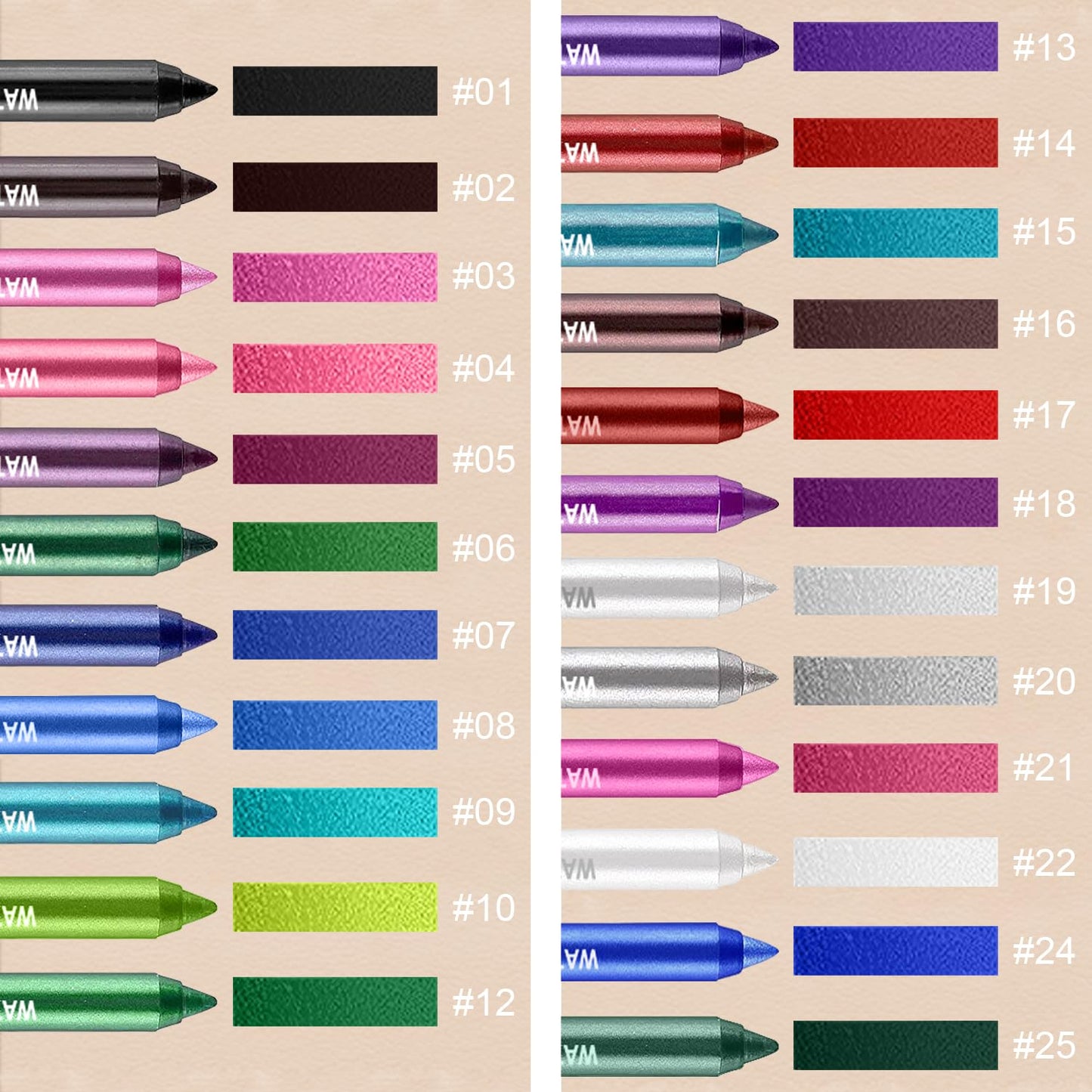 7 Colorful Eyeliner Pen Set, Eye Shadow Pencil, Pearl Eyeliner Kit Metallic Glitter Colored Eye liner for Women Eye&Lip Liner Professional Waterproof Eye Makeup (7PCS D)