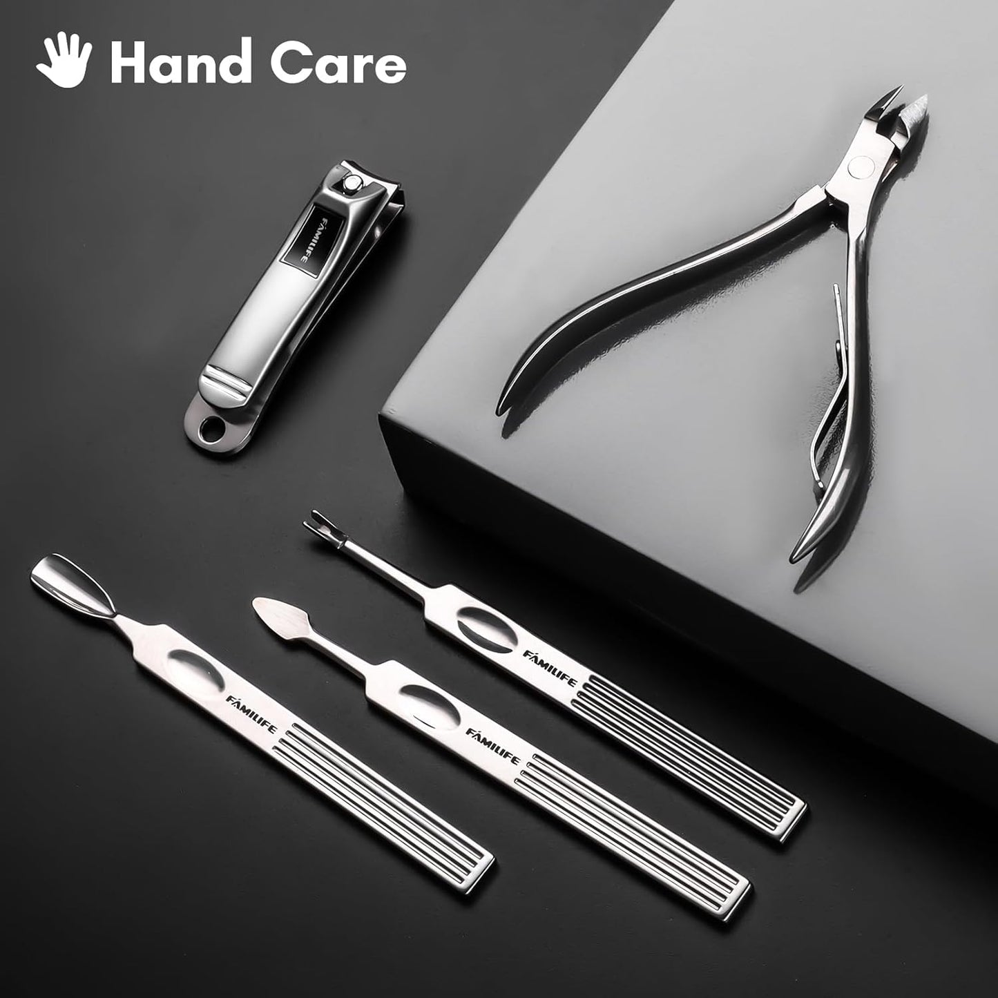 FAMILIFE Manicure Set, Professional Manicure Kit Nail Clippers Set 11 in 1 Stainless Steel Pedicure Tools Nail Kit Men Grooming Tool with Portable Brown Leather Travel Case Luxury Gifts for Him