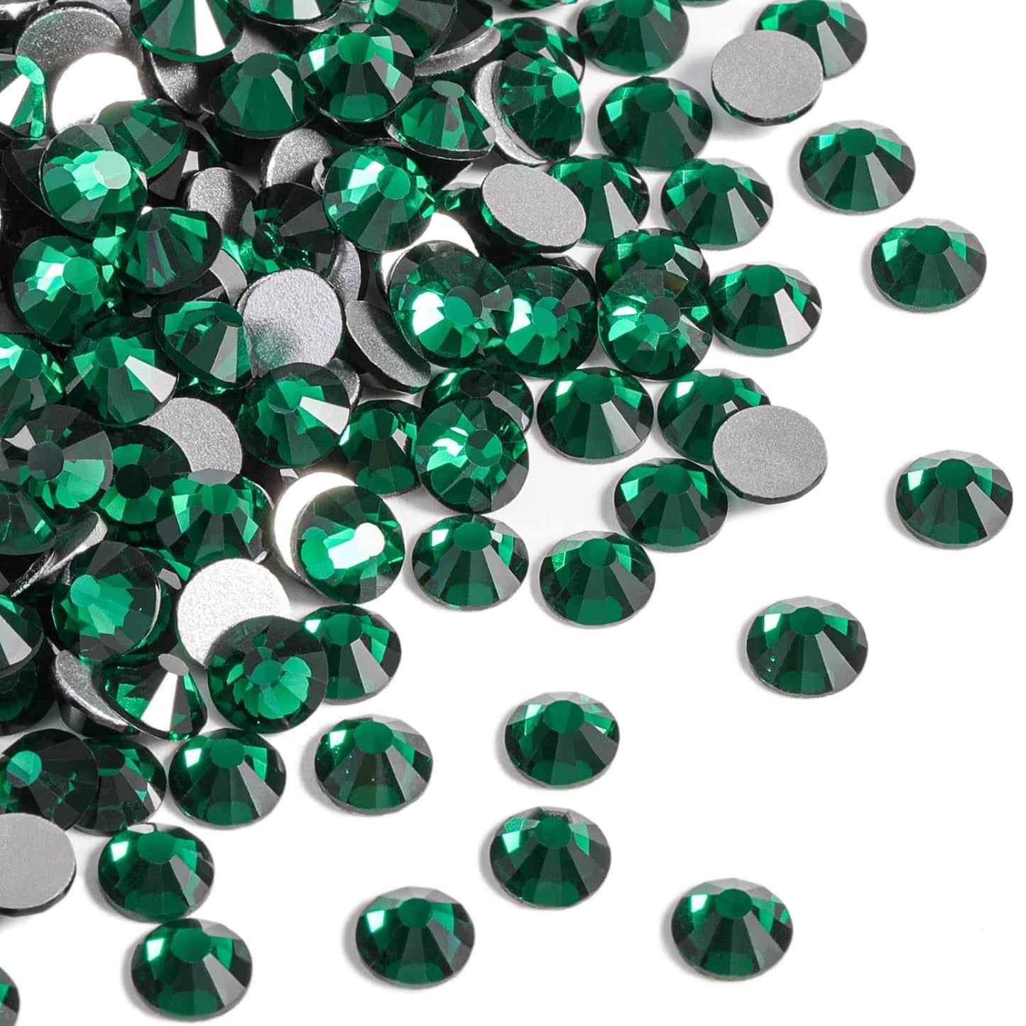 Beadsland 2880pcs Flat Back Crystal Rhinestones Round Gems for Nail Art and Craft Glue Fix,Emerald,SS4,1.5-1.7mm
