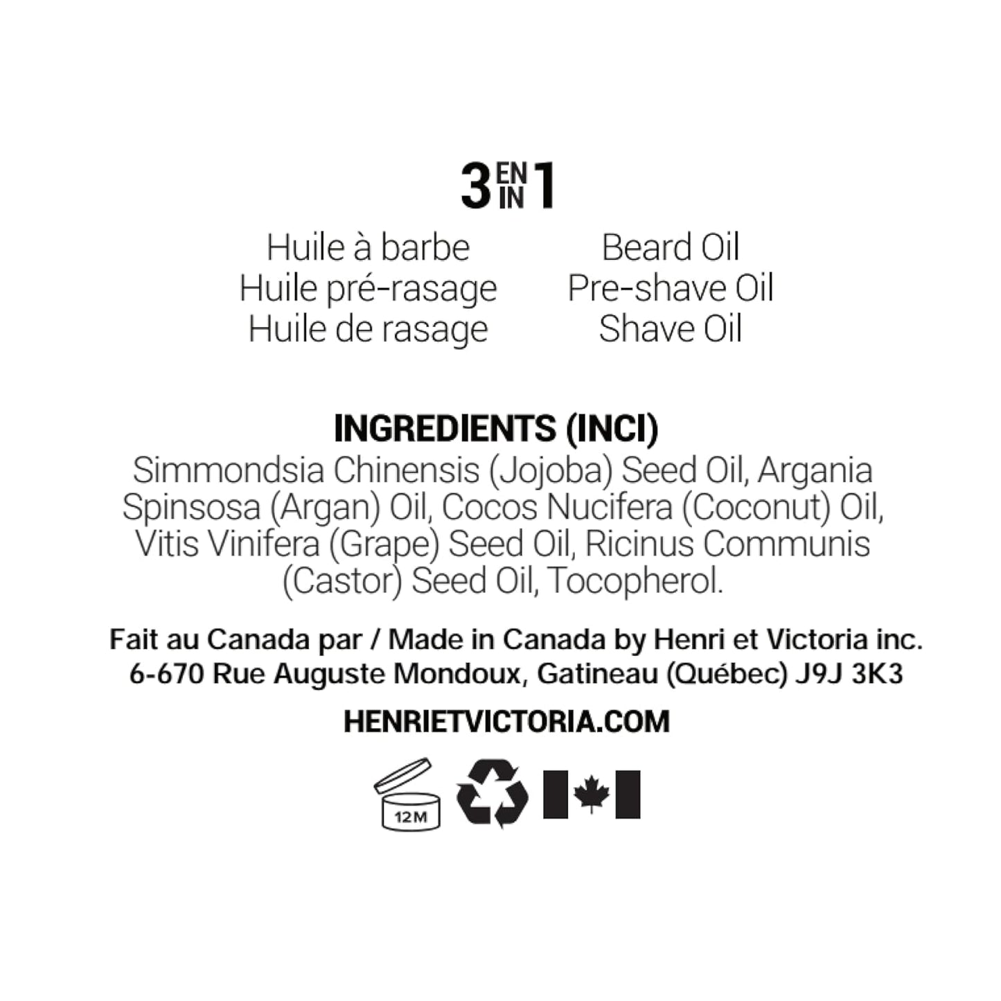 Beard Oil Fragrance-Free, Unscented | Canadian Made by Skilled Artisan | Moisturizing, Non-Greasy, Natural Ingredients | 28g (1oz)