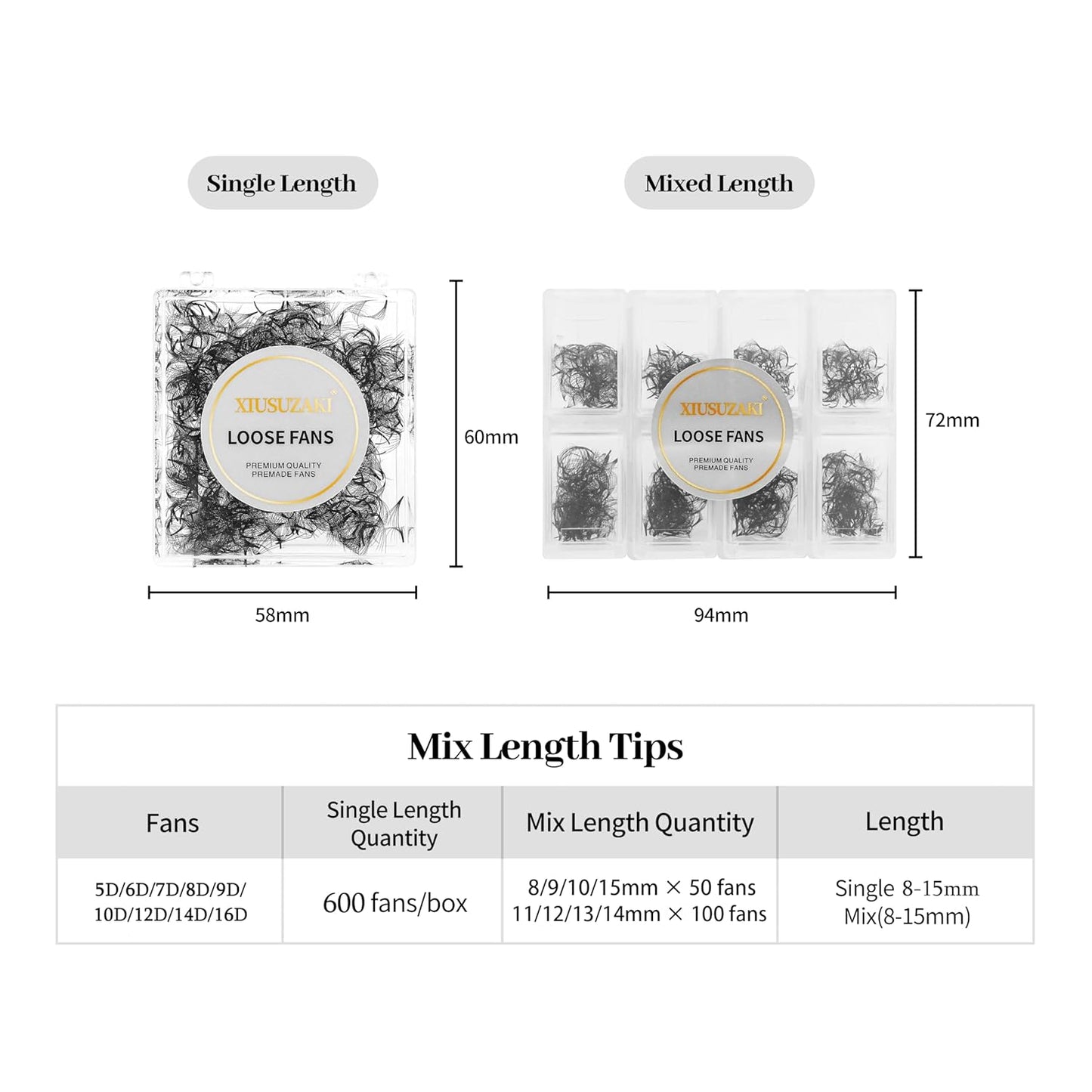 Premade Fans Eyelash Extensions 600 Fans 8D Premade Lash Fans Volume Lash Extensions 0.07 Thickness Eyelash Extension D Curl Mix 8-15mm Fluffy Soft Handmade Loose Fan(600Fans-8D-0.07-D,8-15mm)