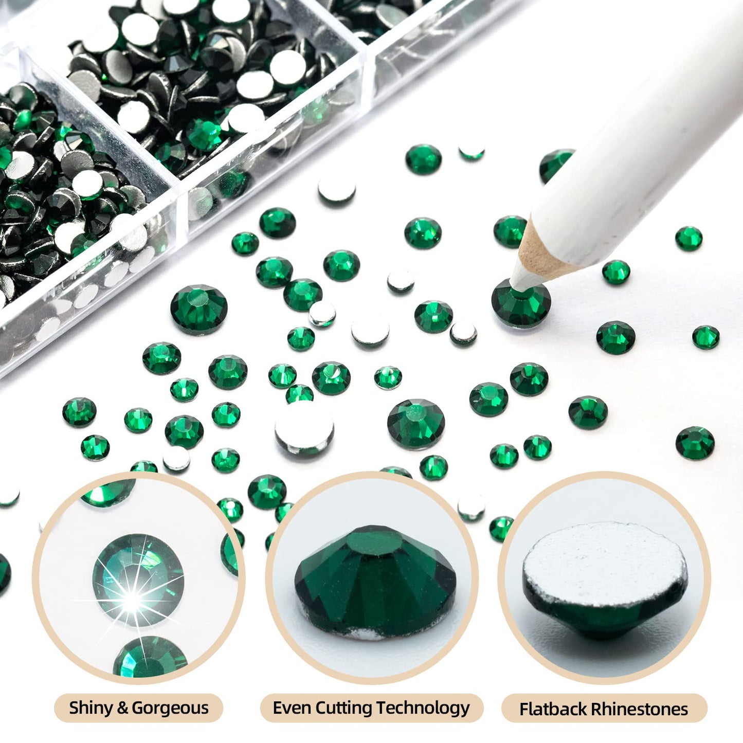 Flatback Crystal Rhinestones, 3792 Pieces Round Nail Gems Non Hot-fix Rhinestone SS6-SS20 Mixed Sizes Nail Art Rhinestones for Acrylic Nails, Crafts, Makeup, Clothes, Shoes, DIY Decorations