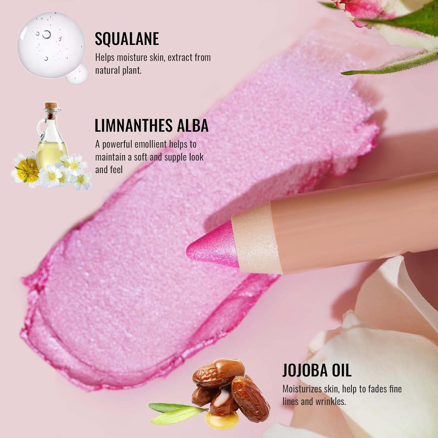 Oulac Nude Rose Eyeshadow Stick – Twist-Up Creamy Crayon, Waterproof & Blendable, Vegan & Cruelty-Free, 1.25g, WM03 Rose Dawn