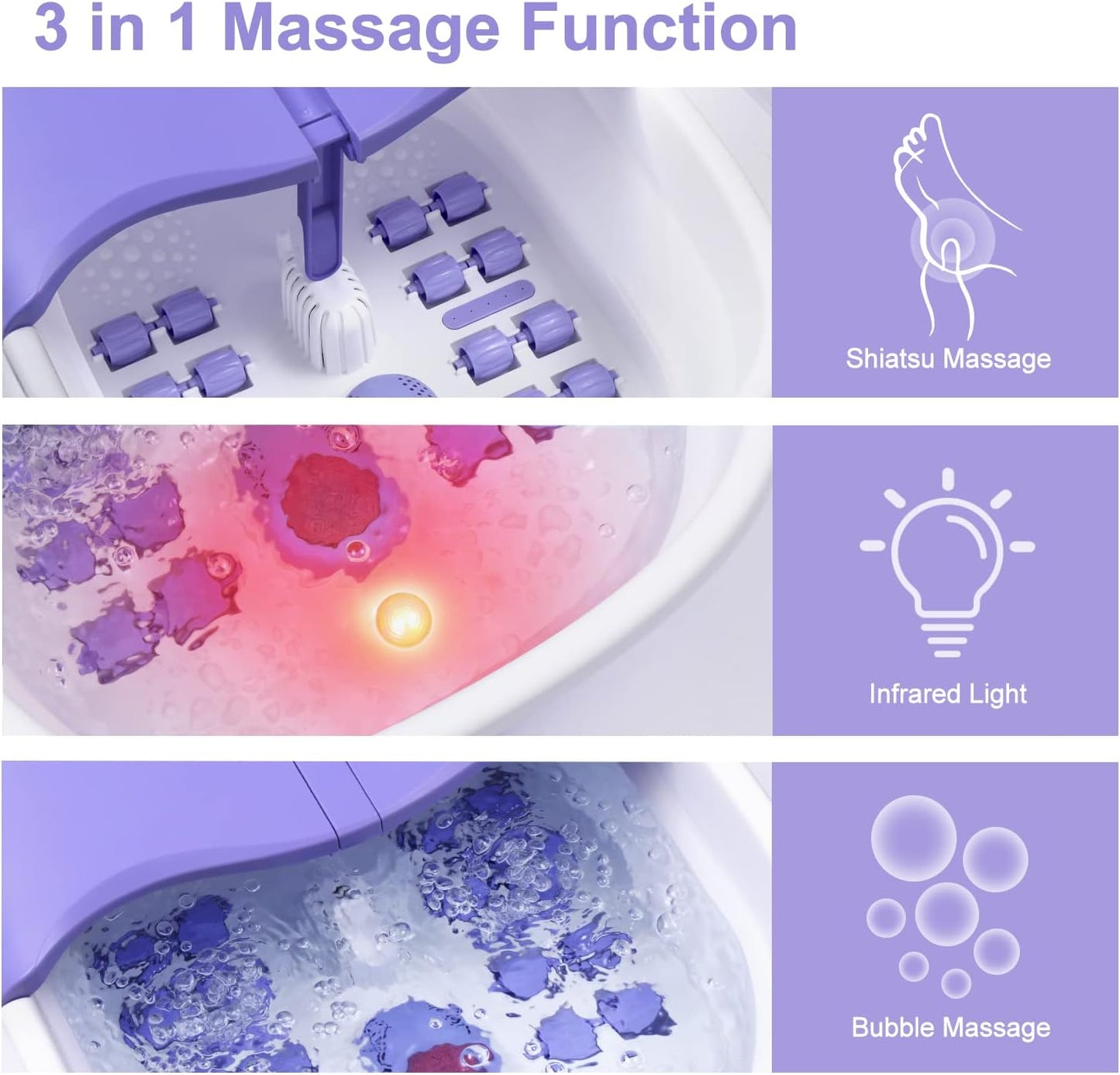 Foot Spa Bath Massager with Heat Bubbles and Vibration Massage and Jets, 16OZ Tea Tree Oil Foot Soak Epsom Salt, WHALSTAR Collapsible Foot Bath Bucket With Infrared Fighting Infections & Remote