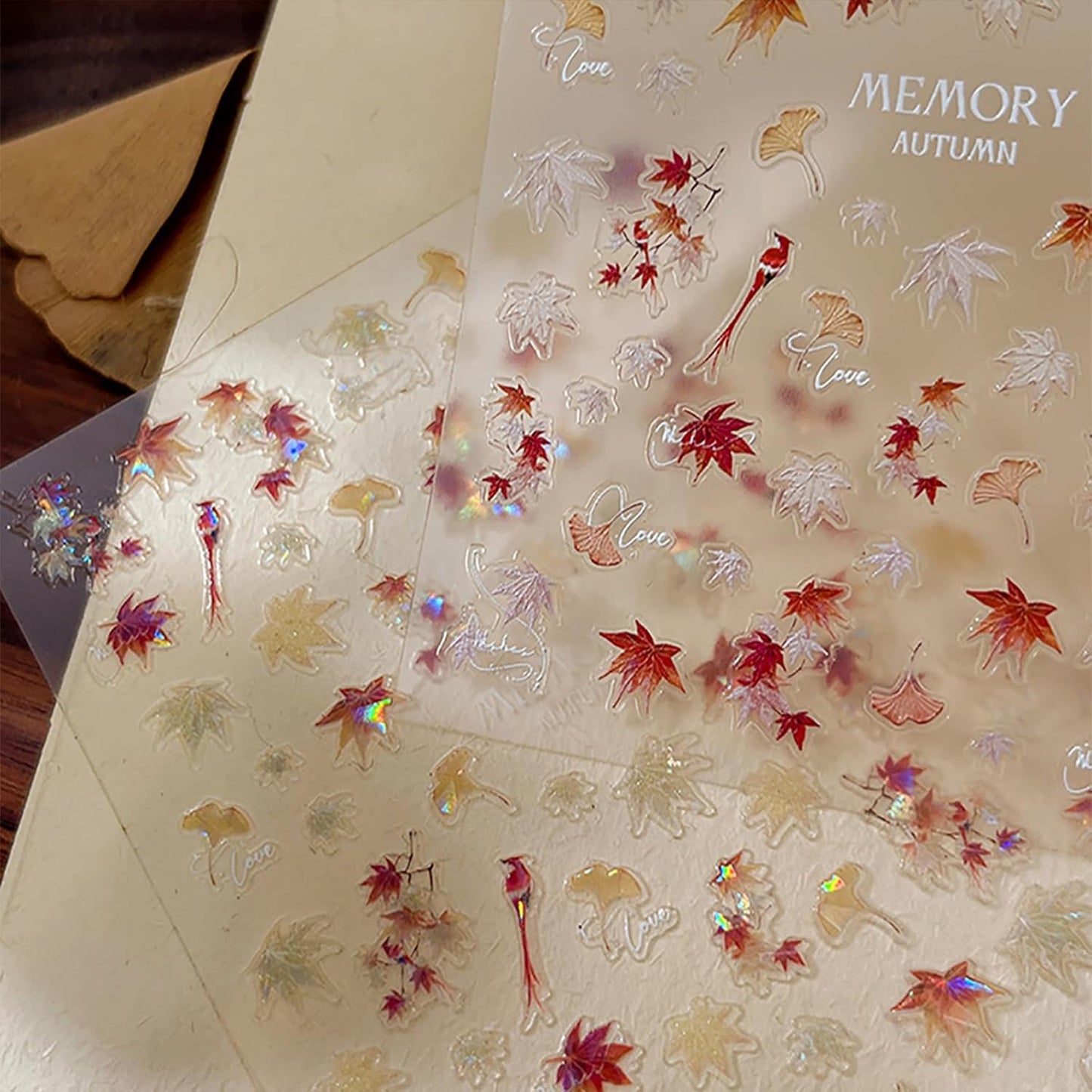 2Sheets Autumn Maple Leaf Nail Art Stickers 5D Embossed Fall Leaf Nail Decals Shiny Maple Leaves Nail Sticker for Thanksgiving Day Nail Art Maple Leaf Manicure Acrylic Nails Accessories for Women DIY