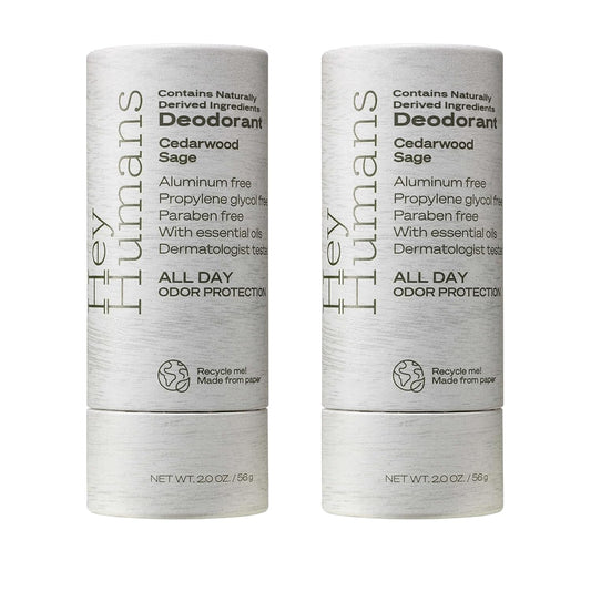 Hey Humans Deodorant, Aluminum Free Deodorant for Women and Men, Contains Naturally Derived Ingredients, All Day Odor Control, Refreshing Deodorant Essential Oils, Cedarwood Sage