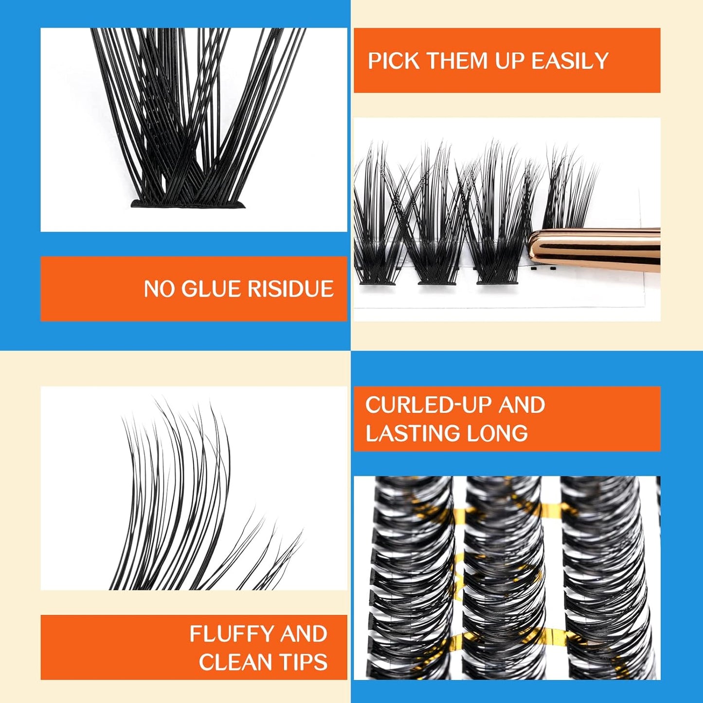 B&Q Lash Clusters 40D-C-9-16MIX Individual Lashes 280 Clusters Manga Lashes False Eyelash Lash Clusters Extensions DIY Eyelash Extensions at Home (40D-C,9-16MIX)