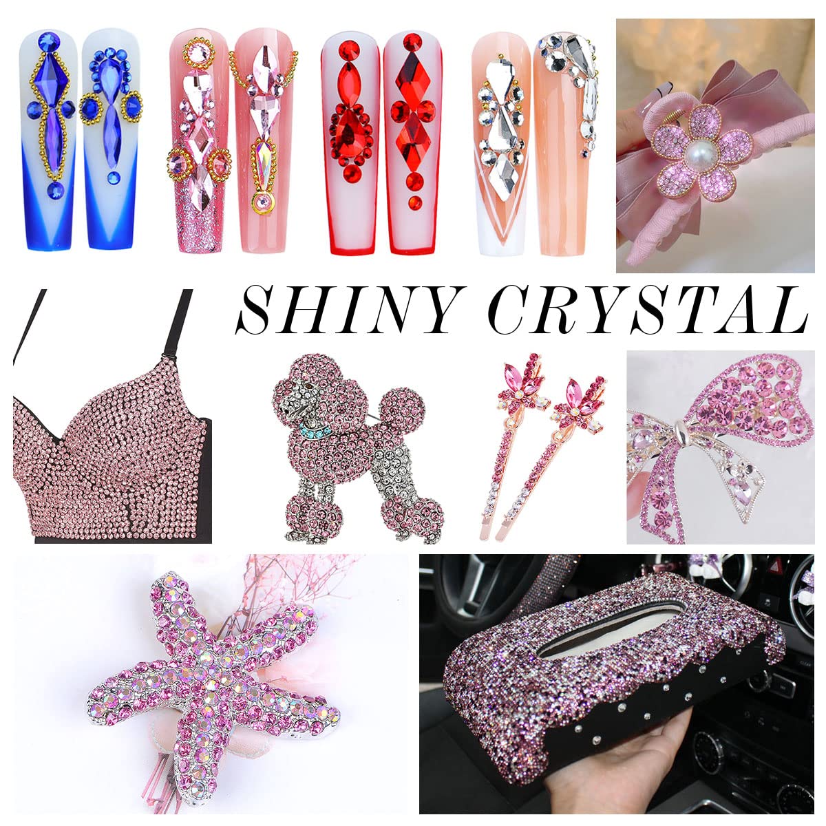 1440Pcs Light Pink Crystal Rhinestones,Glass Flatback Rhinestones Gemstones Mini for Nail Face Makeup Art Crafts Clothes Decoration -(SS8,2.4mm,Light Pink)