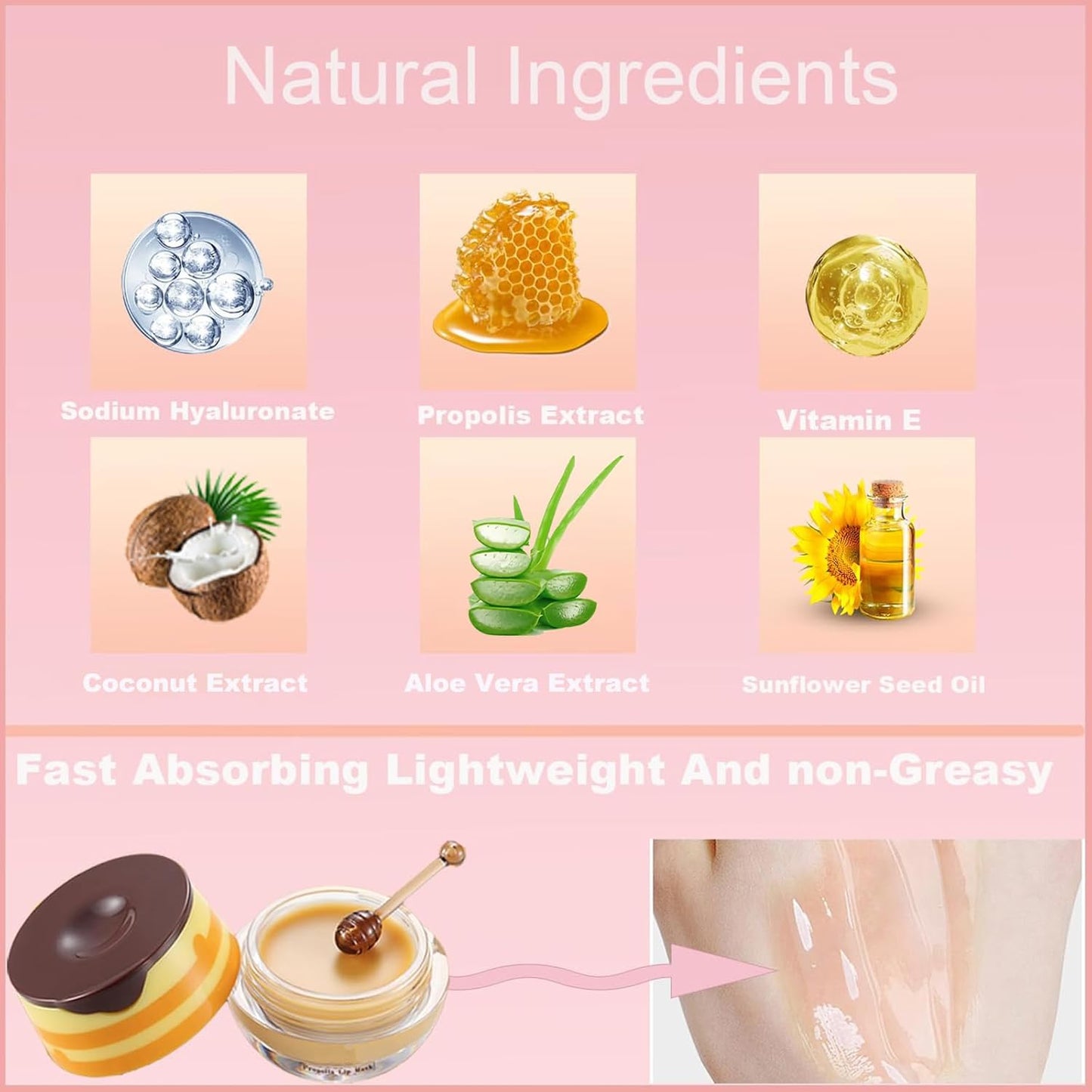 4 PCS Bee Lip Balm Honey Pot, Coconut Aloe Vera Peach Mint Sleeping Lip Mask Overnight with Sticks, Exfoliating Prevention Dry and Crack Lip Scrubs