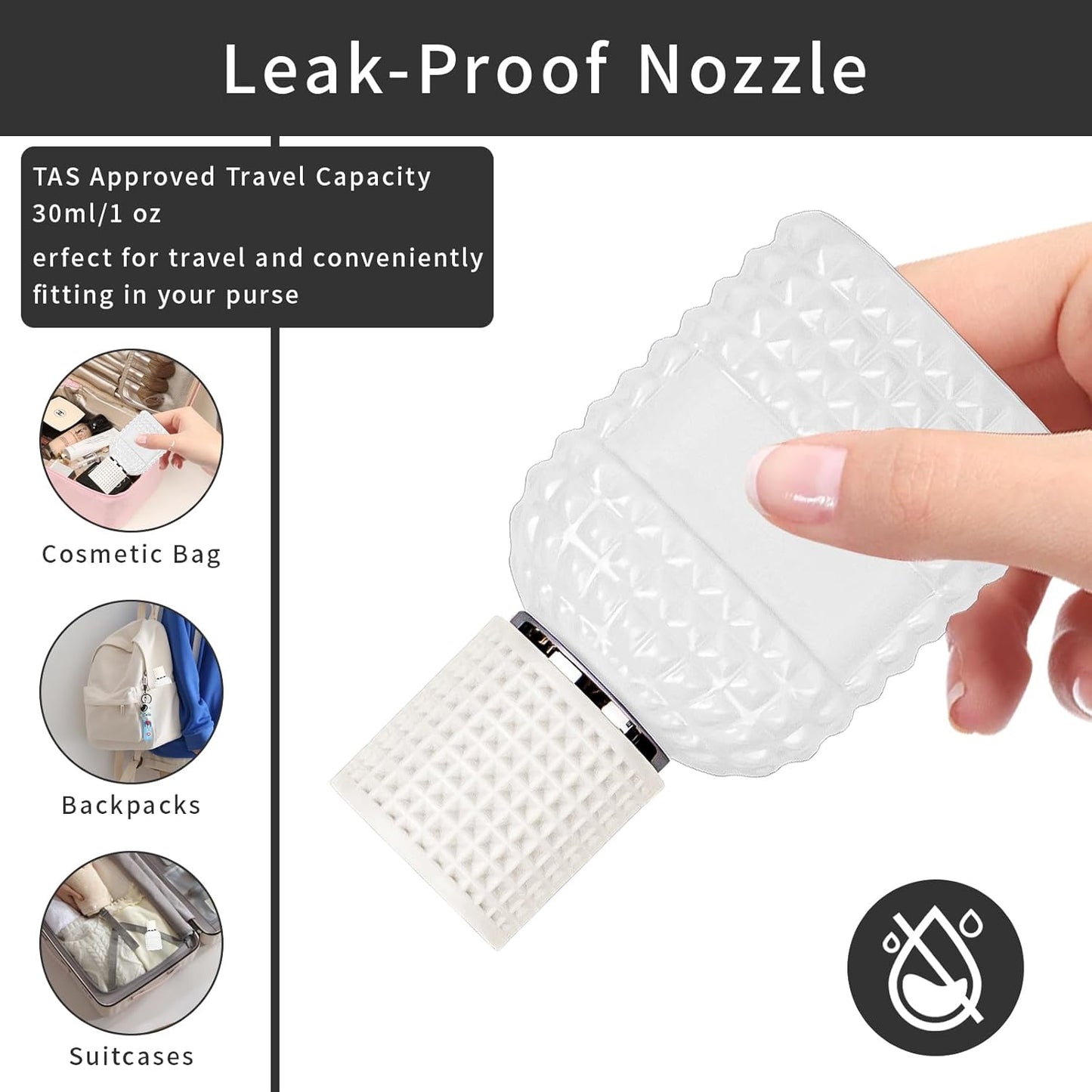 2 Pack 30ml Perfume Spray Bottles Empty, Refillable Glass Fine Mist Atomizer, Portable Travel Perfume Atomizers Fragrance Containers Sprayer for Cleaning, Essential Oils, Liquids (White)