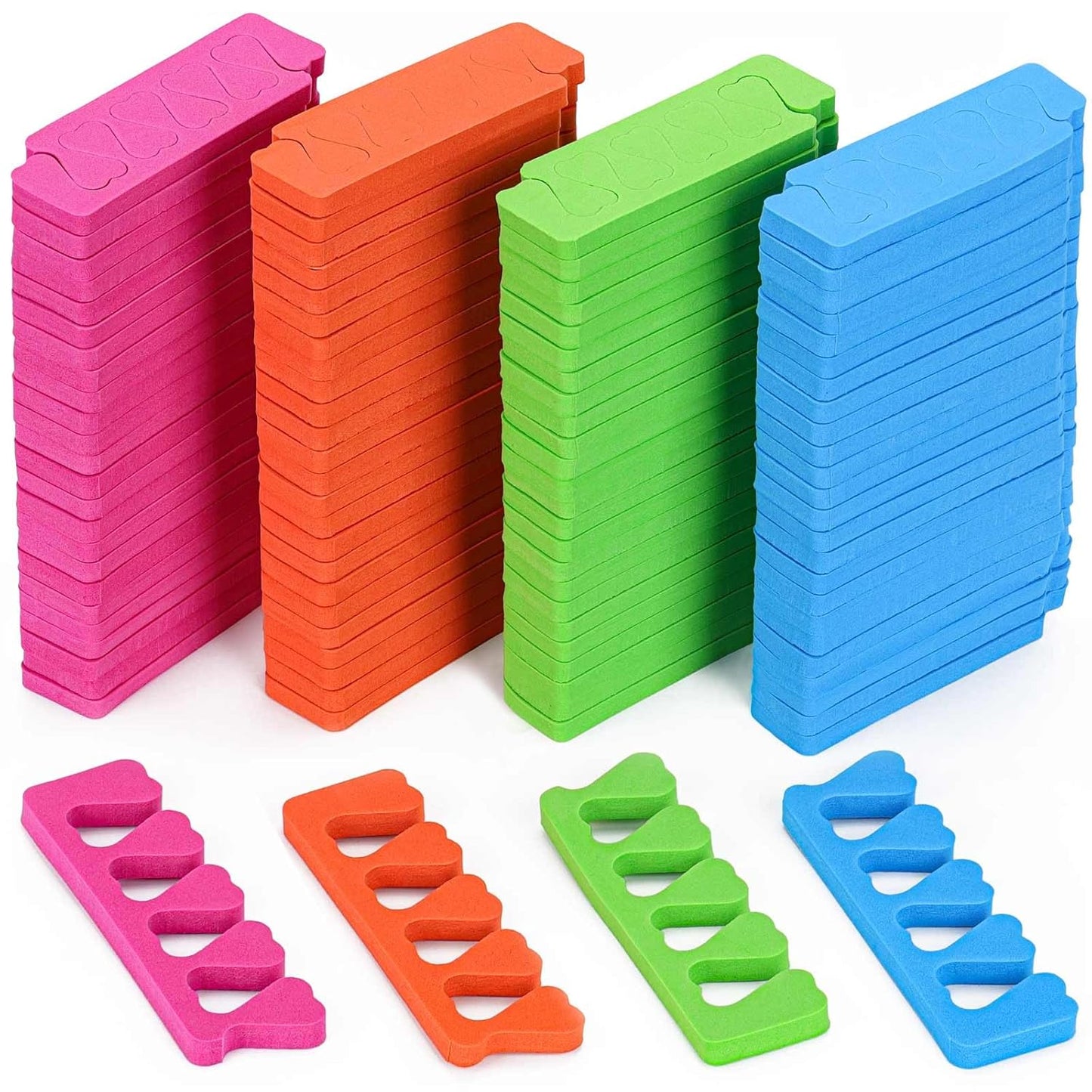 200pcs Sponge Toe Separators Pedicure Set for Nail Polish- Premium Nail Art Painting and Polishing Tool Kit, 4 Funy Color