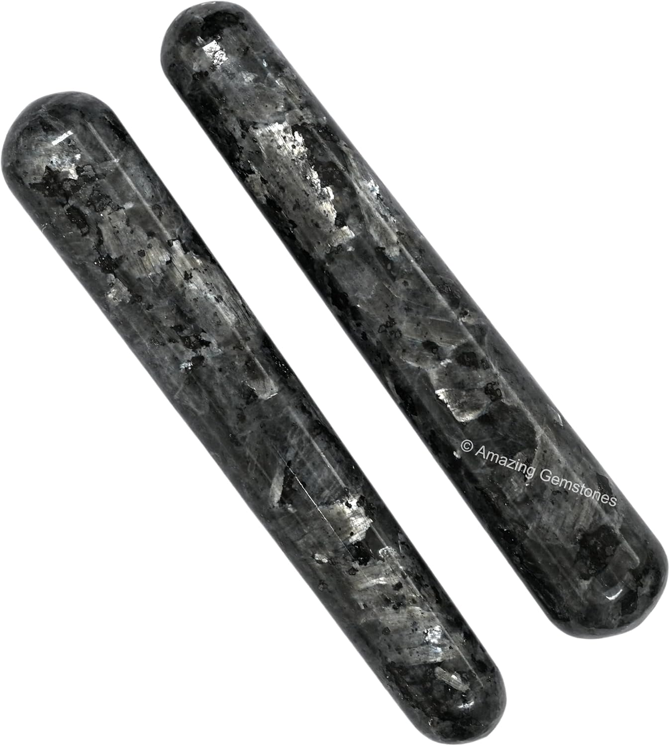 Amazing Gemstone Larvikite Crystal Wand Massage Stick - Pelvic Wand Gua Sha for Adults - Crystals and Healing Stones Massage Wands for Adults Gifts (Smooth)