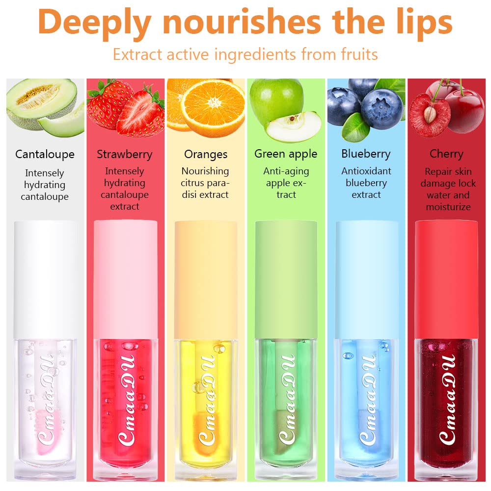 evpct 6Pcs Mini Clear Color Change Changing PH Tinted Lip Gloss Sets for Women, Lip Oil Gloss Balm Tint Stain Glaze Pack Hydrating Moisturizer Lipstick Magic labiales magicos 0.071fl.oz *6