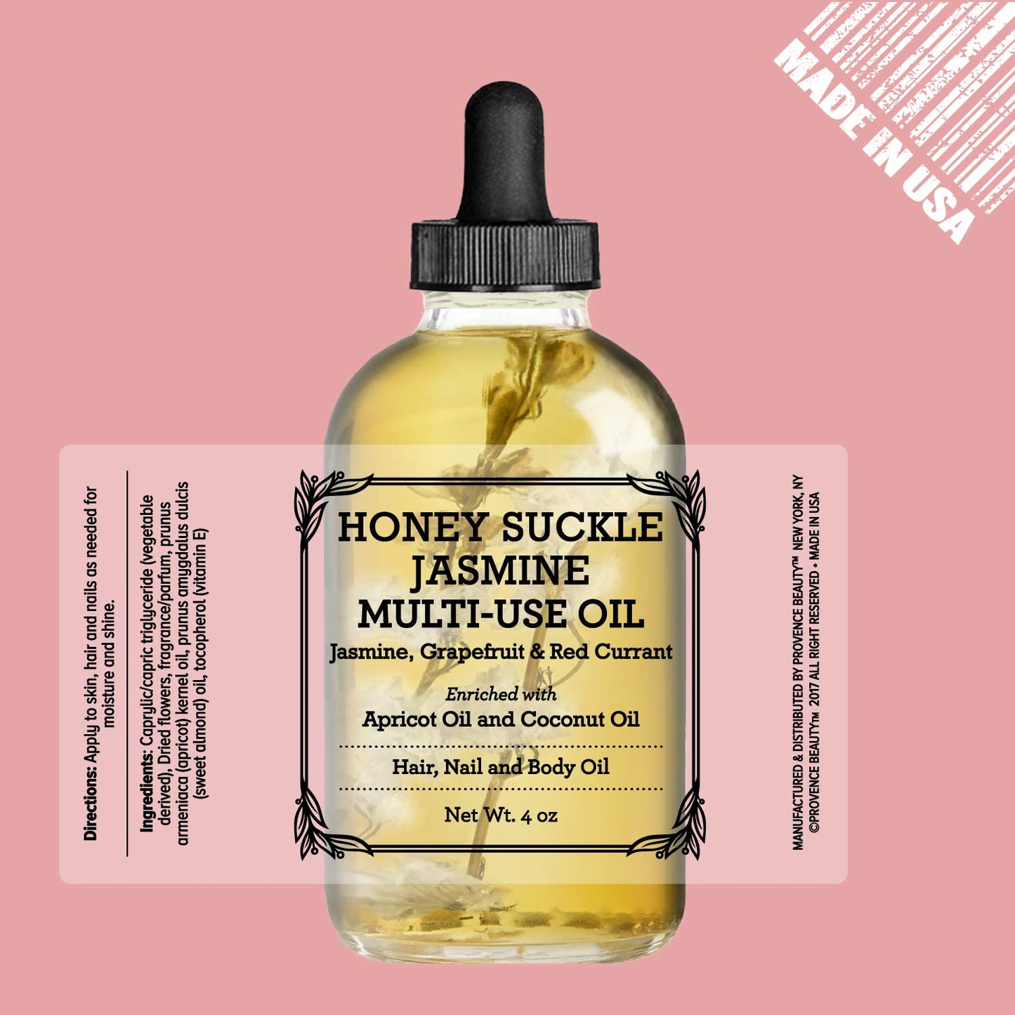 Multi-Use Face, Body & Hair Oil - Hydrates Skin, Restores Shine - With Apricot, Coconut Oil & Vitamin E - 4 Fl Oz