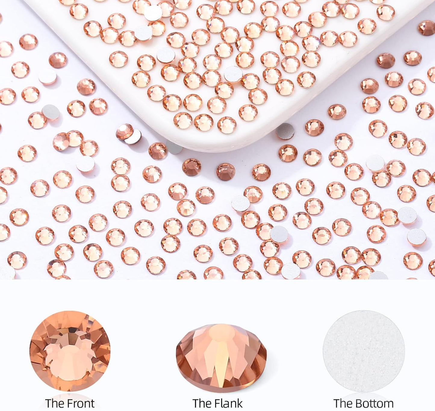 Champagne Flatback Rhinestones, Glass Rhinestones for Nail Art and Craft, Glue Fix, Loose Crystal Gemstones(Champagne, SS20, 2880pcs, 4.6-4.8mm)