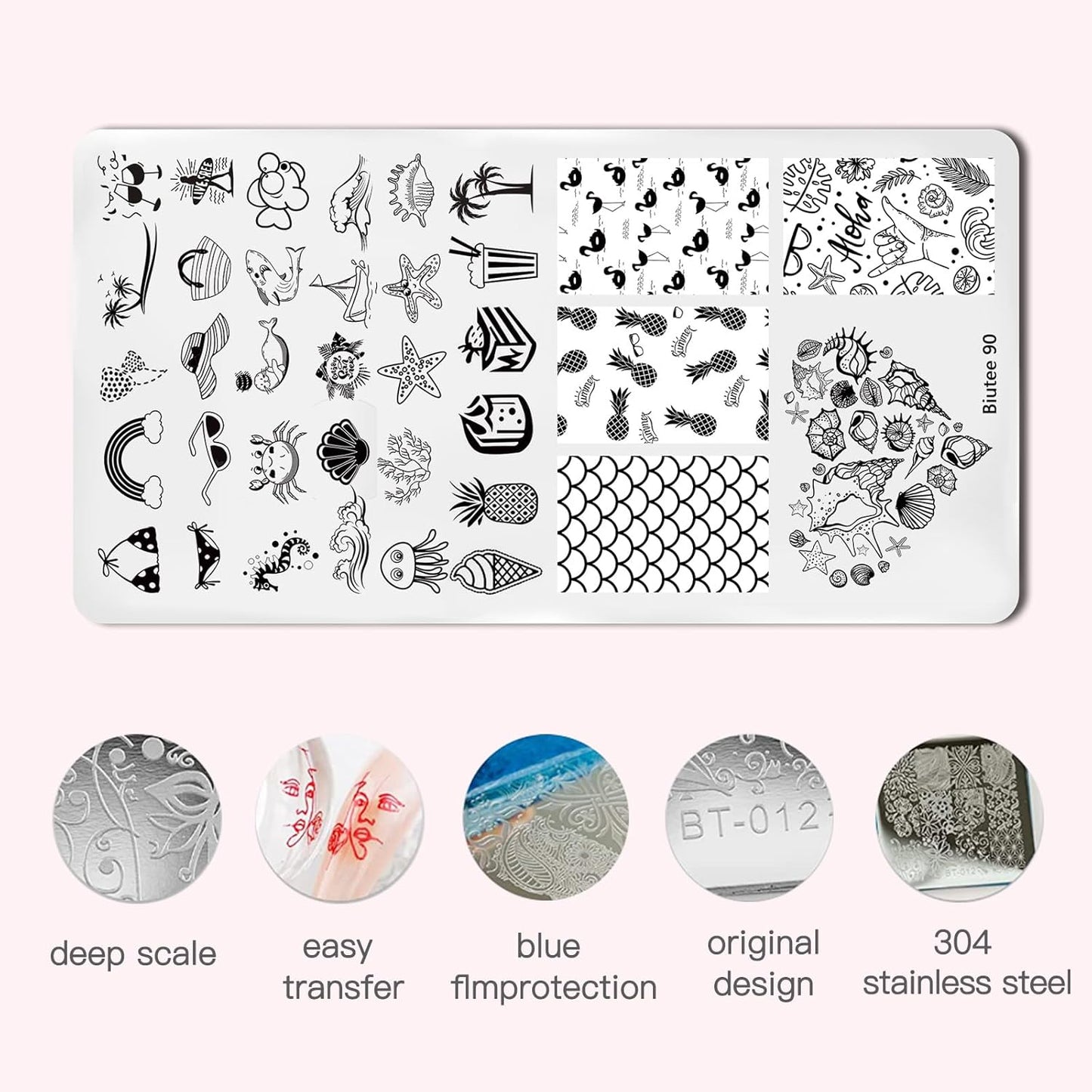 Biutee Nail Stamping Plates 8PCS Nail Stamping Polish Gel and Nail Stamper Kit 10 PCS Nail Art Stamper Plates, French Flower Leaves Animal Lace Halloween Design (10 PCS Plates With 8 PCS Gel)