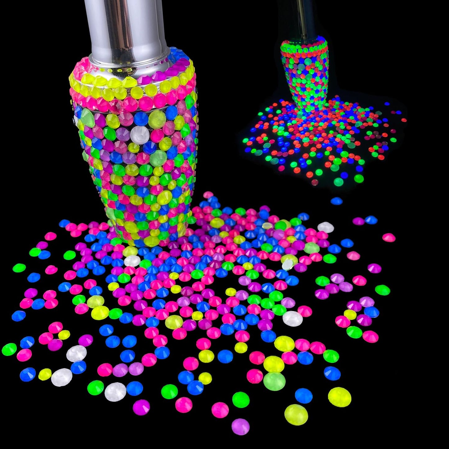 Flatback Glass Rhinestones,Bedazzler Gems 1440pcs Non Hotfix Crystal Rhinestones for Nail Charms Crafts Clothes Tumblers,Orange Neon,SS16