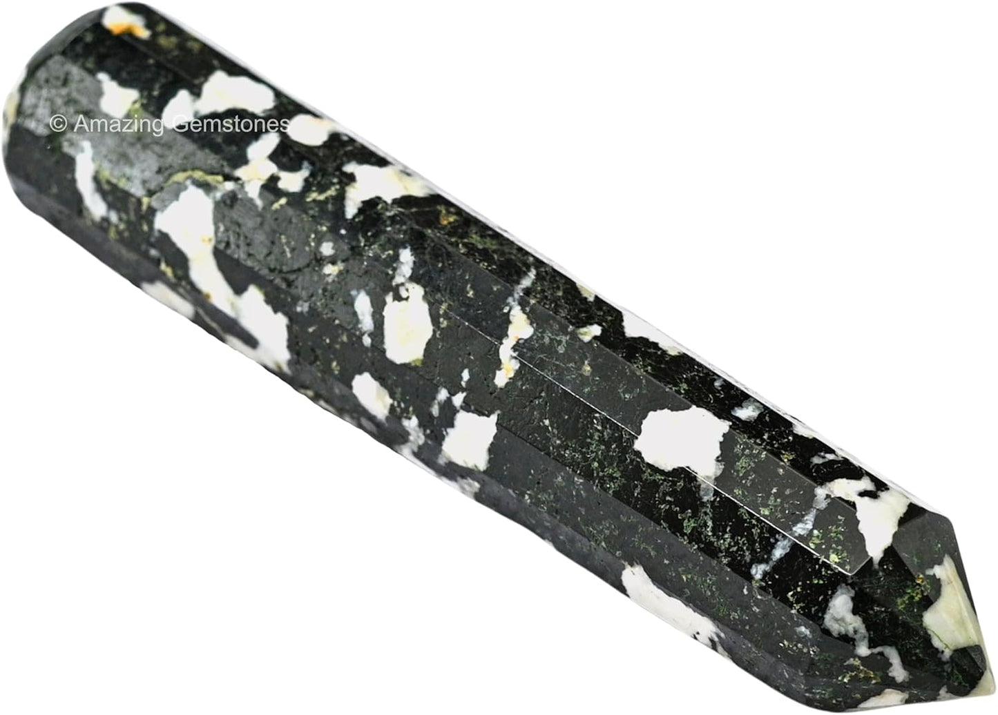 Amazing Gemstone Black and White Tourmaline Crystal Wand Massage Stick - Pelvic Wand Gua Sha for Adults - Crystals and Healing Stones Massage Wands for Adults Gifts (Pointed)