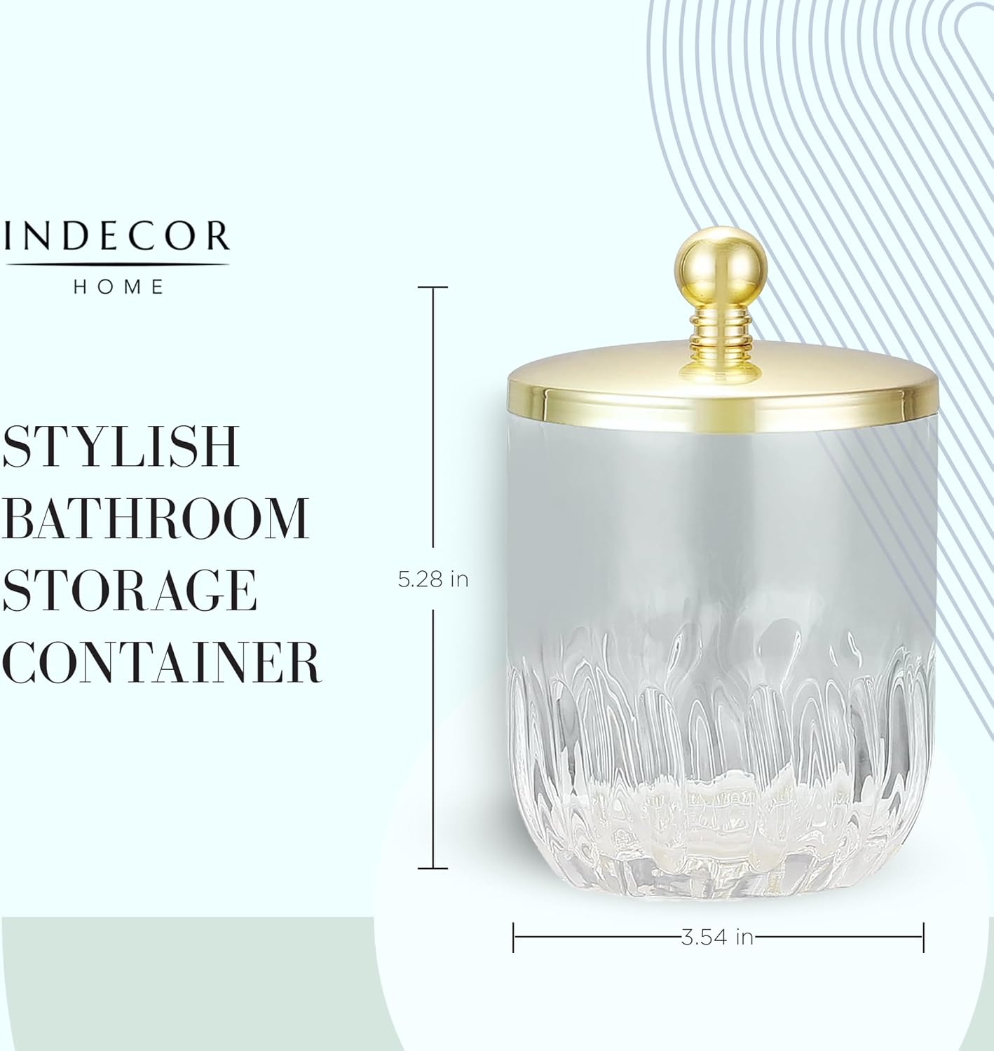 Glass Jar with Metal Lid for Bathroom Organization, Clear Apothecary Jar for Cotton Balls, Q Tips, and Small Accessories, Stylish Bathroom Storage Container Gold
