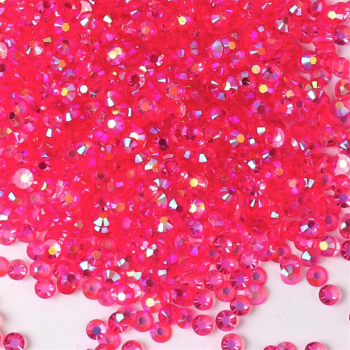 3000 Pieces SS6 2mm Flatback Rhinestones AB Clear Round Gems Crystals for Nail Art DIY Crafts Clothes Shoes Bags （Transparent Light Rose Red AB）
