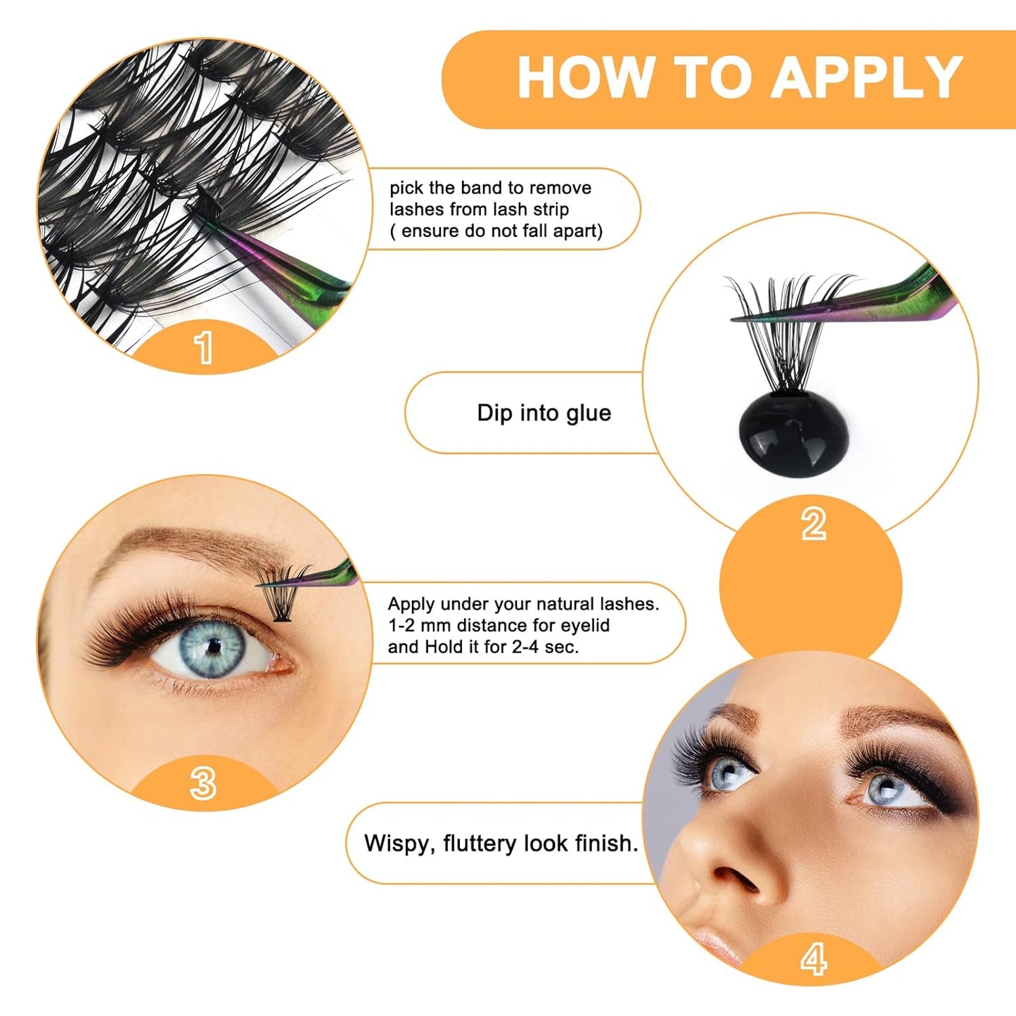 B&Qaugen Lash Clusters 40D-C-13 Individual Lashes 280 Clusters False Eyelash 10D 20D 30D 40D Lash Clusters Extensions Individual Lashes Cluster DIY Eyelash Extensions at Home (40D-C,13MM)