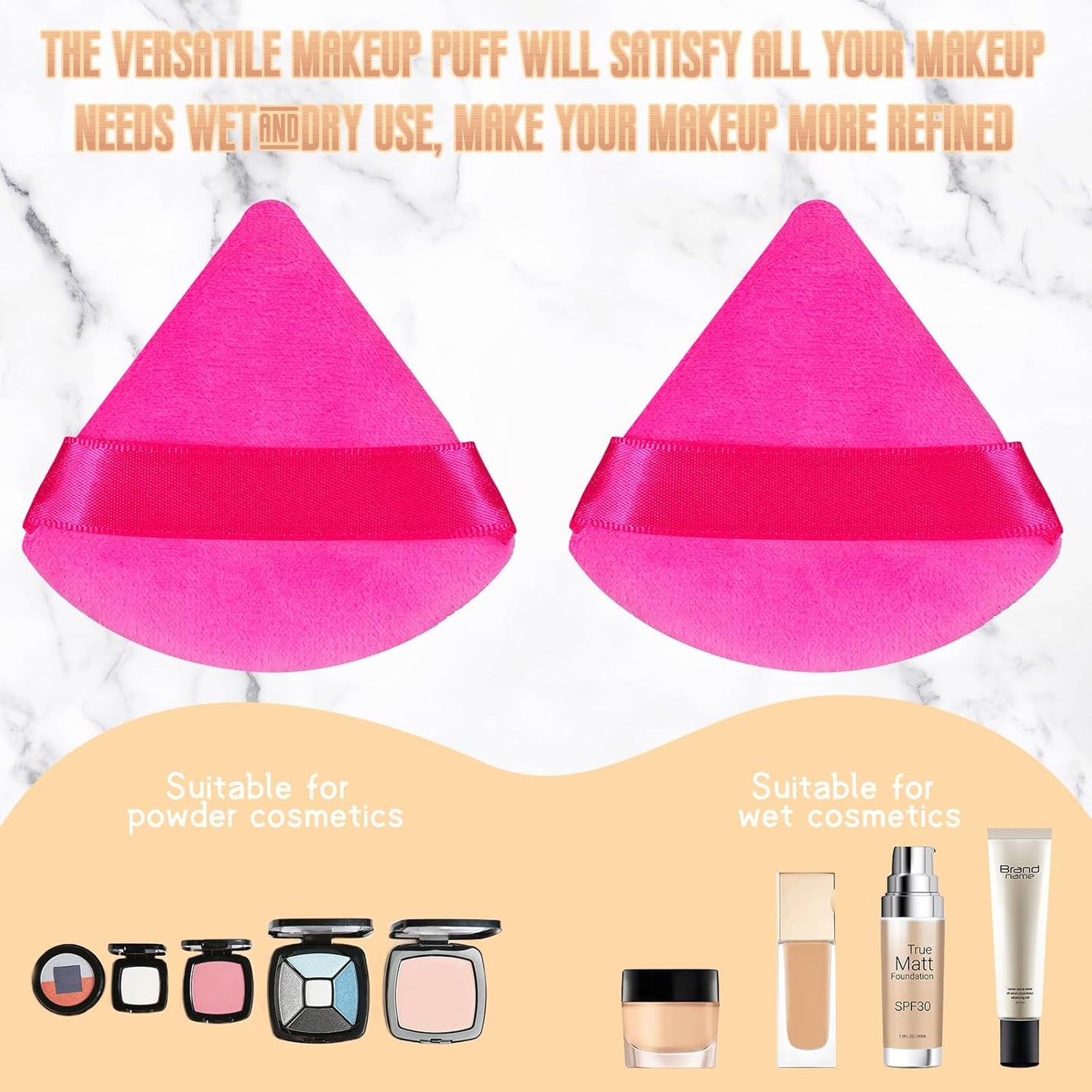 Suclain 48 Pcs Velour Triangle Powder Puff Soft Velour Makeup Puff for Face Powder Makeup Triangle Sponges for Wet and Dry Cosmetic Foundation Loose Mineral Body Tool (Pink)