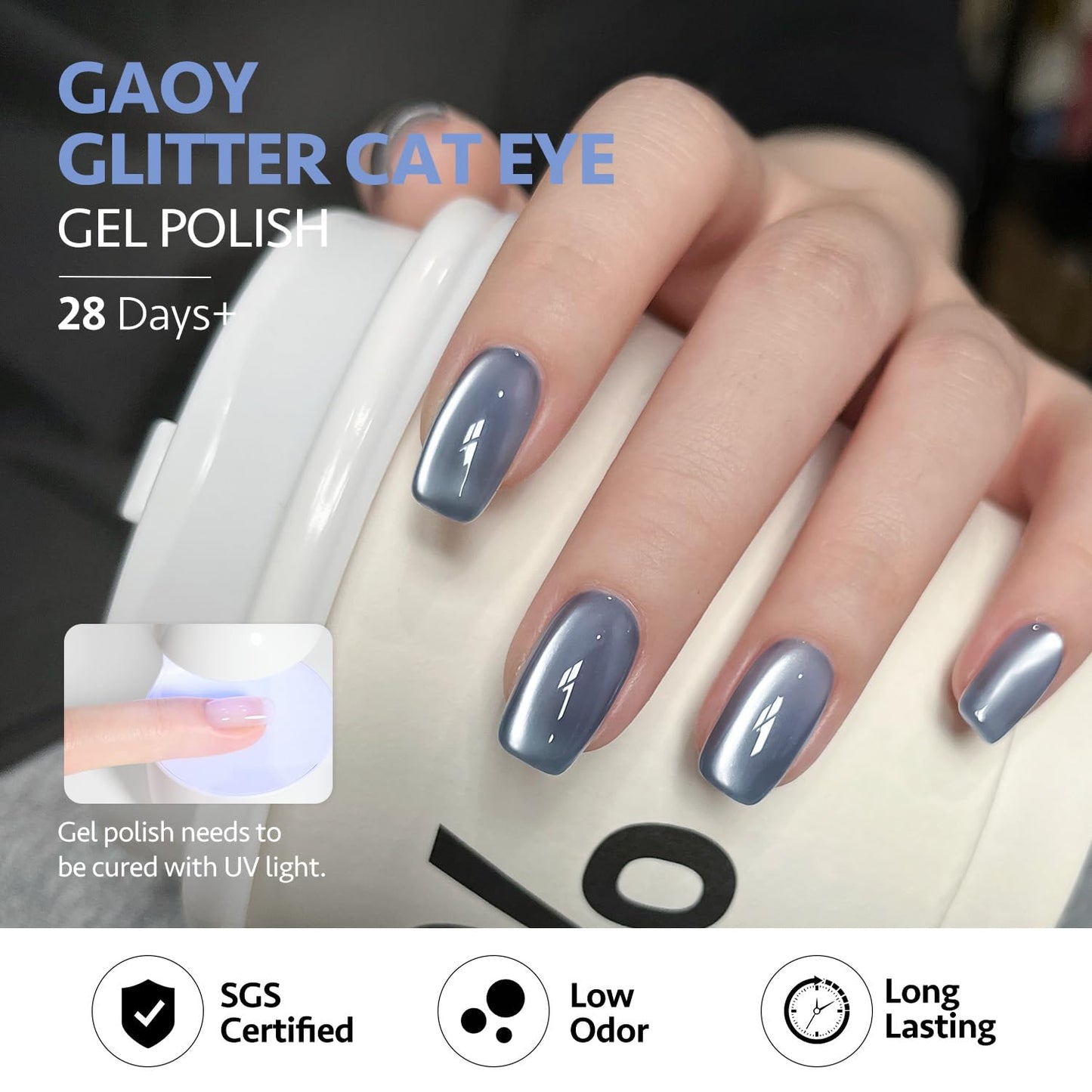 GAOY Silk Glitter Cat Eye Gel Polish Set with Magnet, 6 Colors IncludingJelly Red Green Brown Yellow UV LED Soak Off Nail Polish Home DIY Manicure Nail Salon Varnish