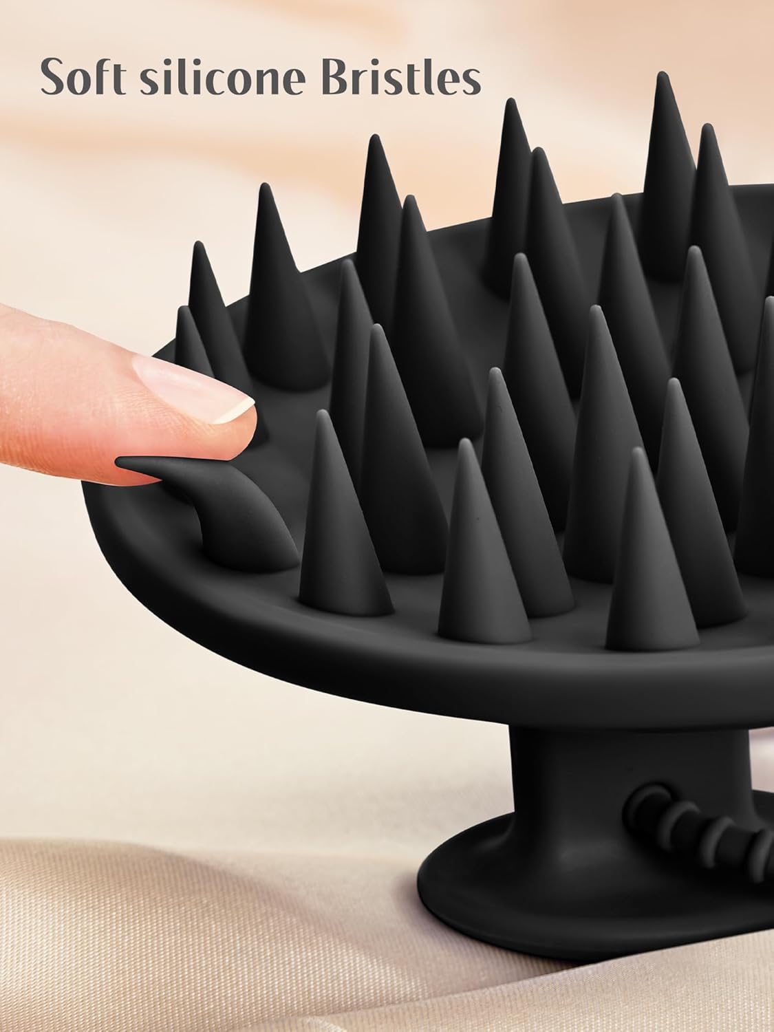 HEETA Scalp Massager Shampoo Brush with Silicone Bristles for Dandruff Removal Scalp Care & Hair Growth, Scalp Scrubber for All Hair Types, Head Massager Stress Relax, Upgraded Large Design,Black