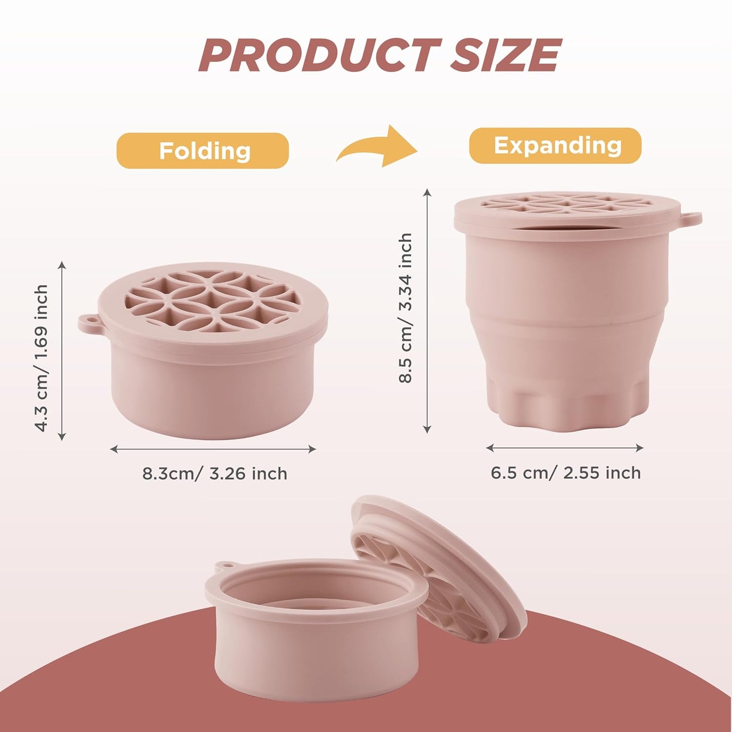 Makeup Brush Cleaner - Foldable Silicone Makeup Brush Cleaner Mat with Brush Storage Holder Makeup Brush Cleaning Bowl Cosmetic Brush Washing Tool for Cleaning Organizer and Drying (Nude Pink)