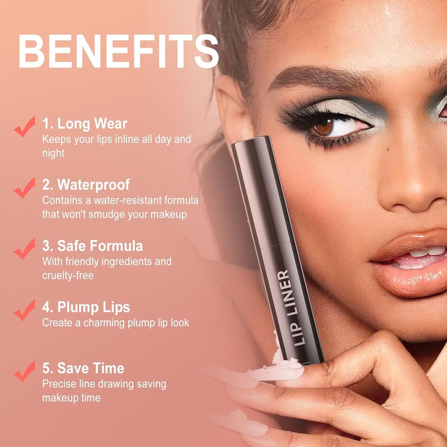 OETUIOW Lip Tint Stain Peel Off - Waterproof Lip Liner Stain, Moisturizing Long-Lasting Lip Stain, Create A Natural Lip Color, Enhancing Complexion for All Skin Types (Black, 0.12 Fl Oz (Pack of 1))