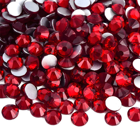 Flatback Rhinestones Round Gems for Nails Art and Crafts 1250Pcs SS20 5mm Glitter Crystals Stone DIY Bags Clothes Shoes (Dark Red)
