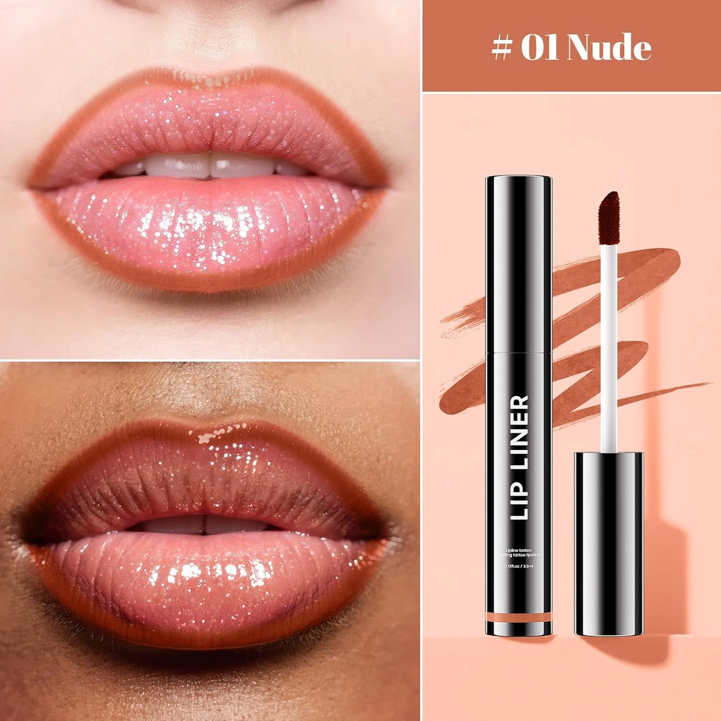 Lip Stain - Long Wear Tattoo Lip Liner, Waterproof & Transfer-proof Peel Off Lip Stain with Matte Finish, Lip Tint For All Skin Types, Great Gifts for Women (Nude)