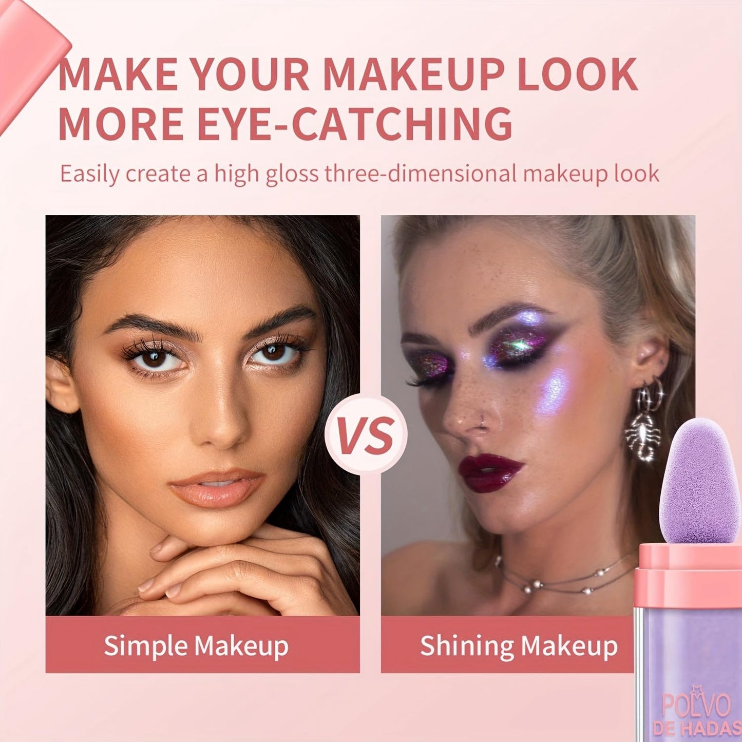 Polvo De Hadas Fairy Dust Highlight Patting Powder - Full Body Contouring and Clavicle Pearlescent Patting Powder for Face and Eye, Christmas Sparkling Body Glitter (#03 Golden Brown)