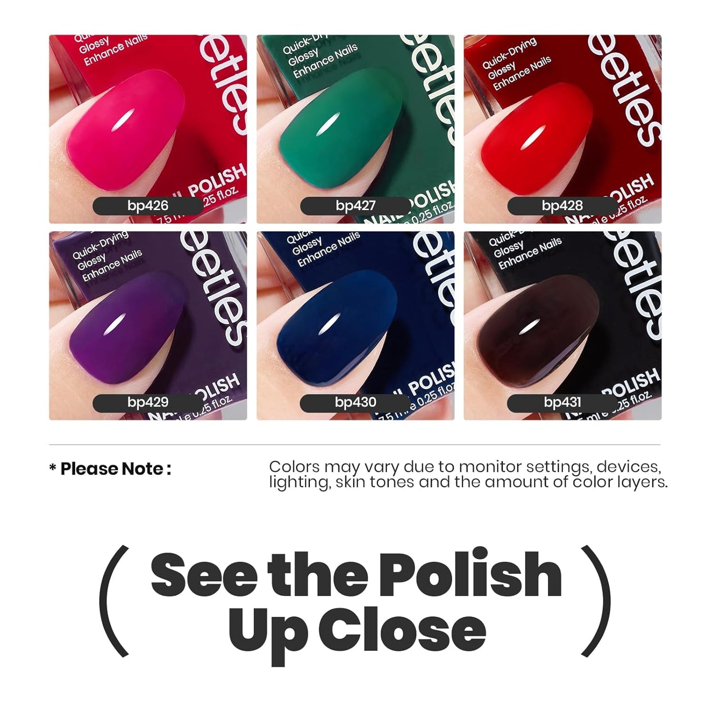 Beetles Christmas Nail Polish Set, 6 Colors Quick Dry Jelly Nail Polish Kit, Winter & Fall Sheer Jelly Syrup Nails Enchanted Night Gifts for Women Salon DIY Manicure Kit