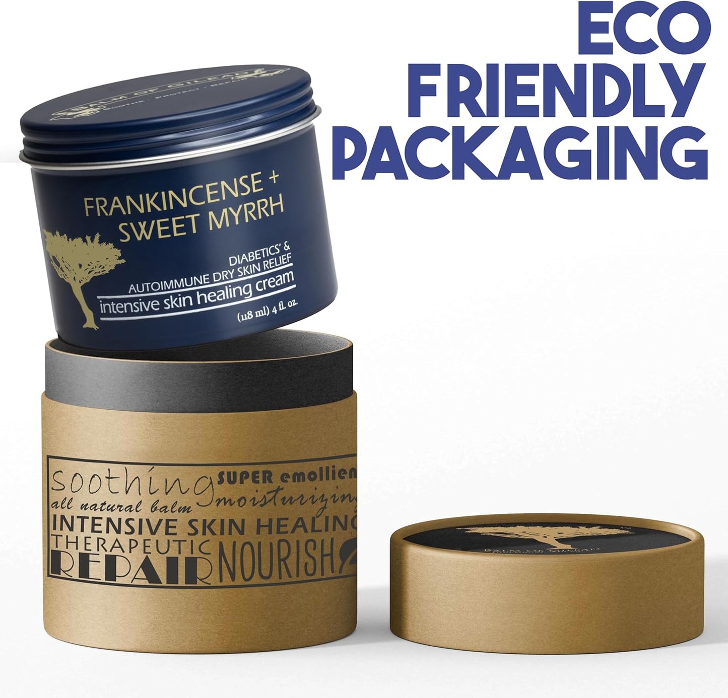 BALM OF GILEAD Foot Healing Cream – Frankincense & Sweet Myrrh Moisturizer for Sensitive Skin - Relieving Foot Therapy & Diabetic Skin Healing - Deeply Nourishing & Synergistic Cream