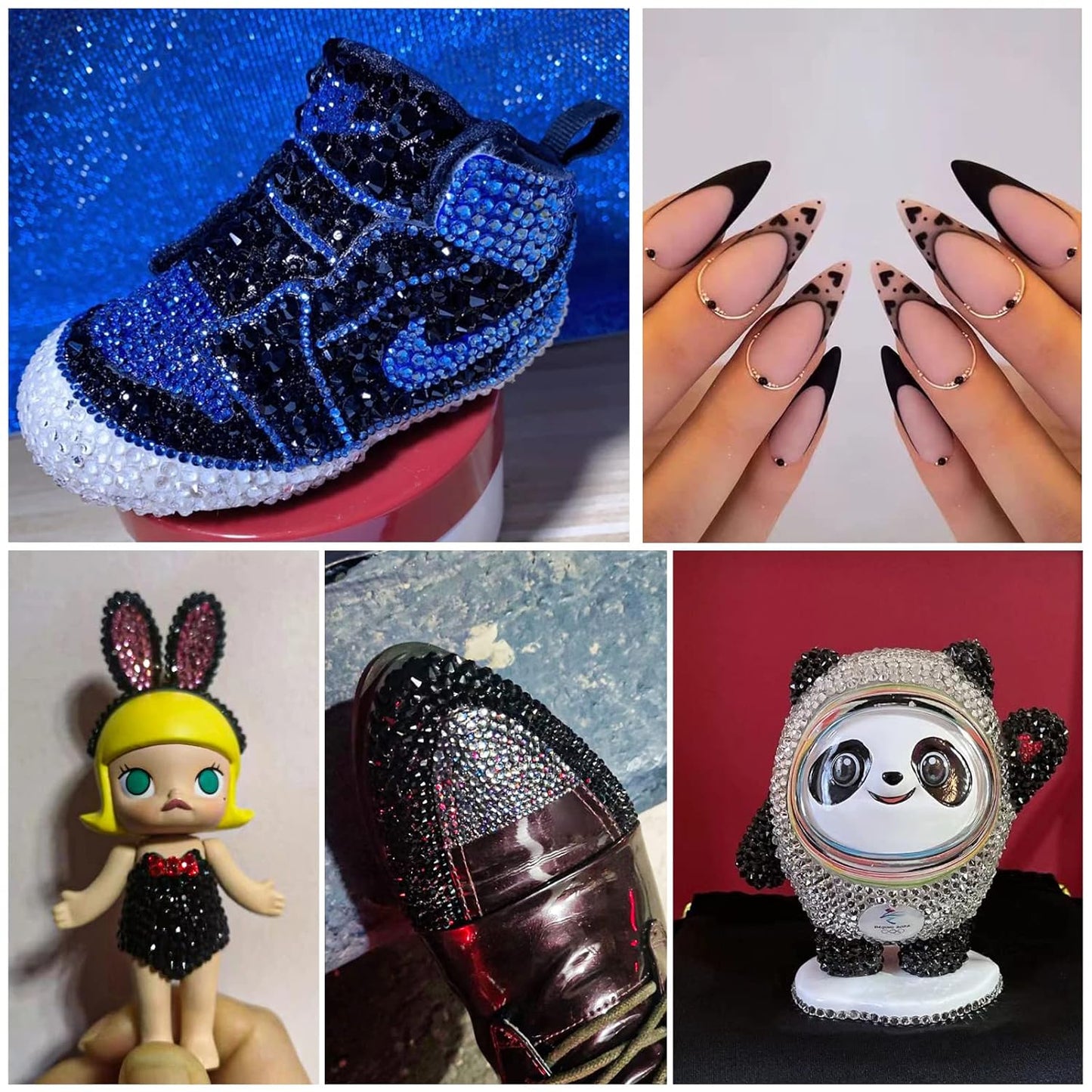 beadsland Flat Back Crystal Rhinestones Round Gems, Black (1.9-2.0mm) SS6/1440pcs