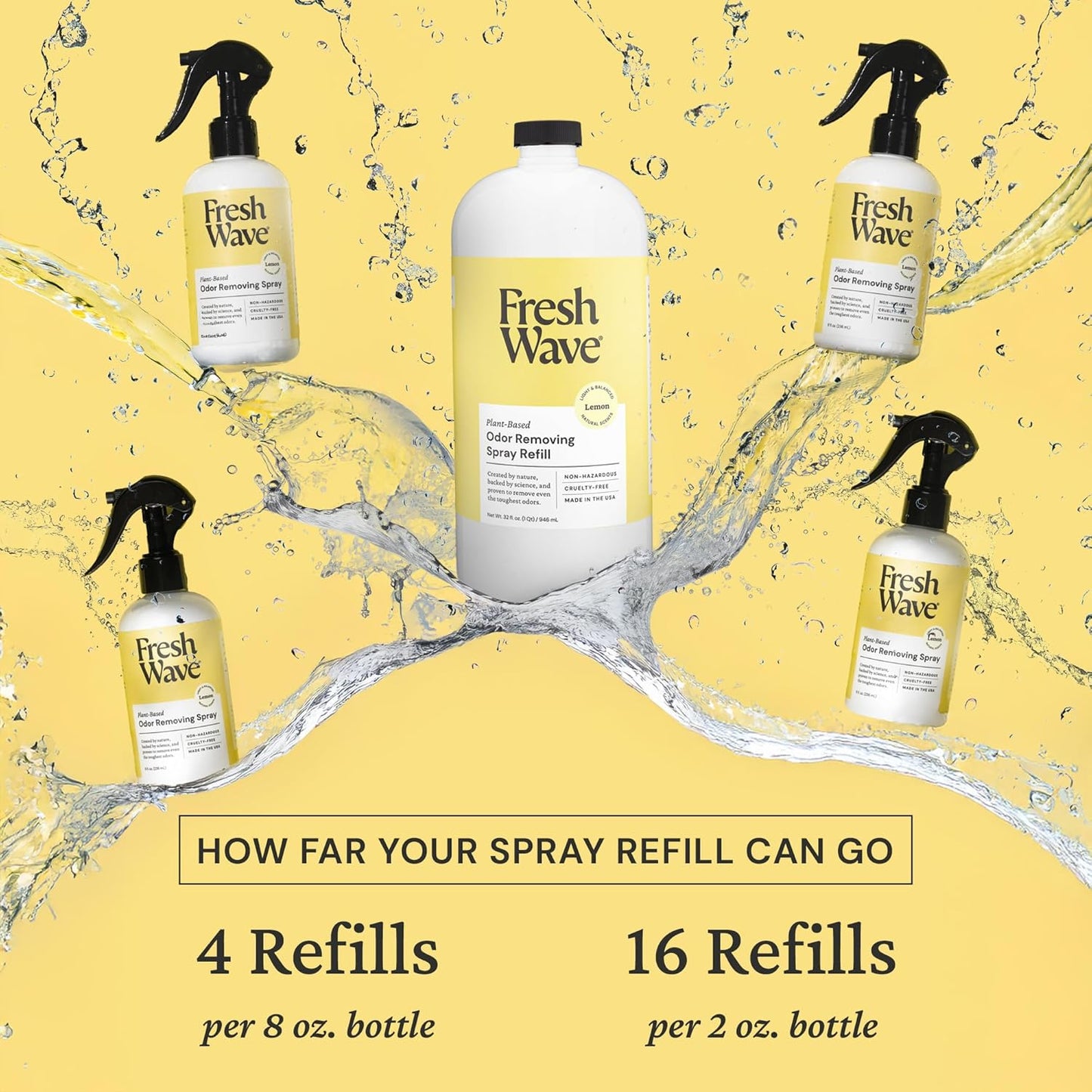 Fresh Wave Lemon Scent Odor Eliminator Spray & Air Freshener Refill, 32 fl. oz.