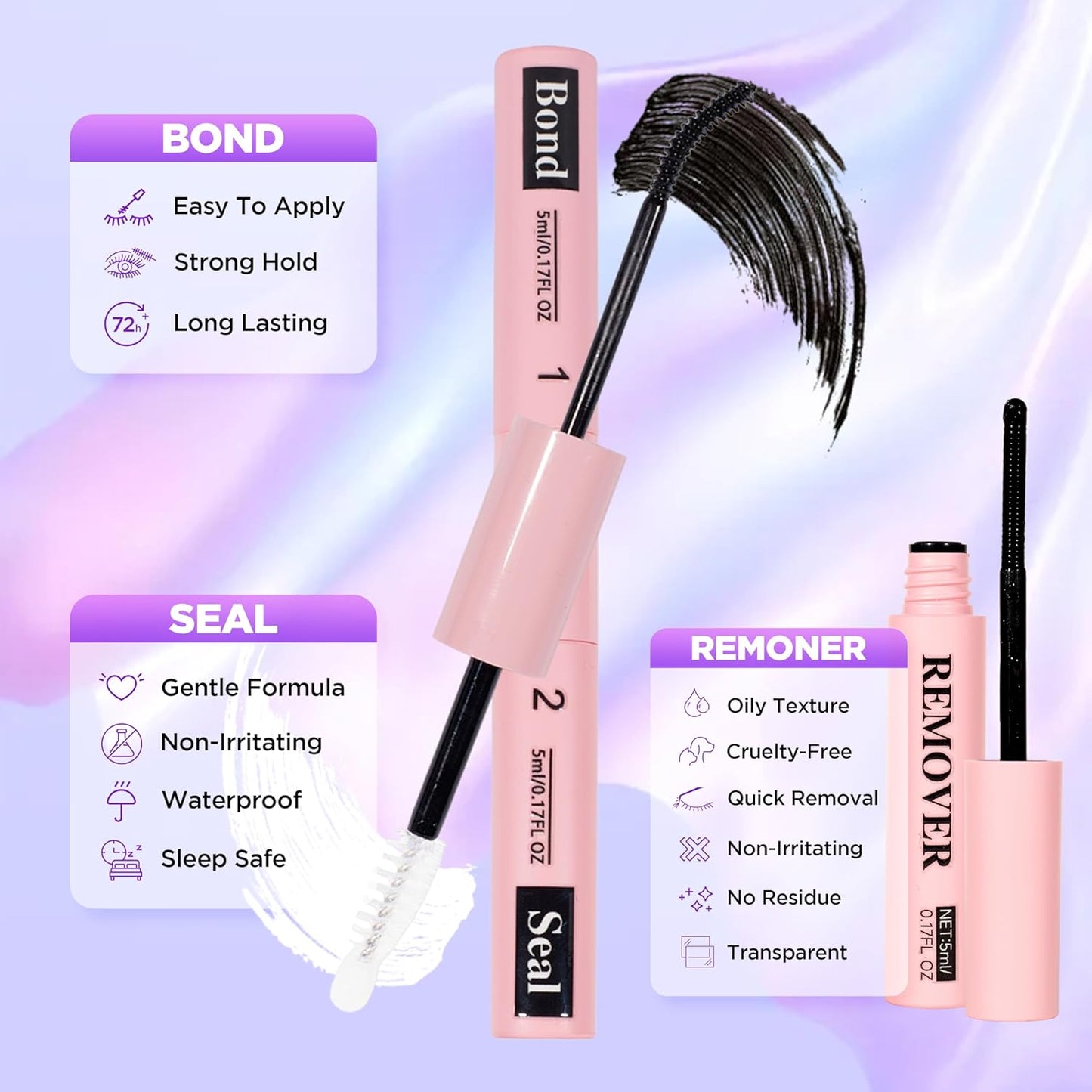 Lash Extension Kit DIY Lash Clusters Kit Eyelash Extensions Individual Lashes Extensions with (BondSeal,Tweezers,Remover,Brush,280,30D40D, 9-16)