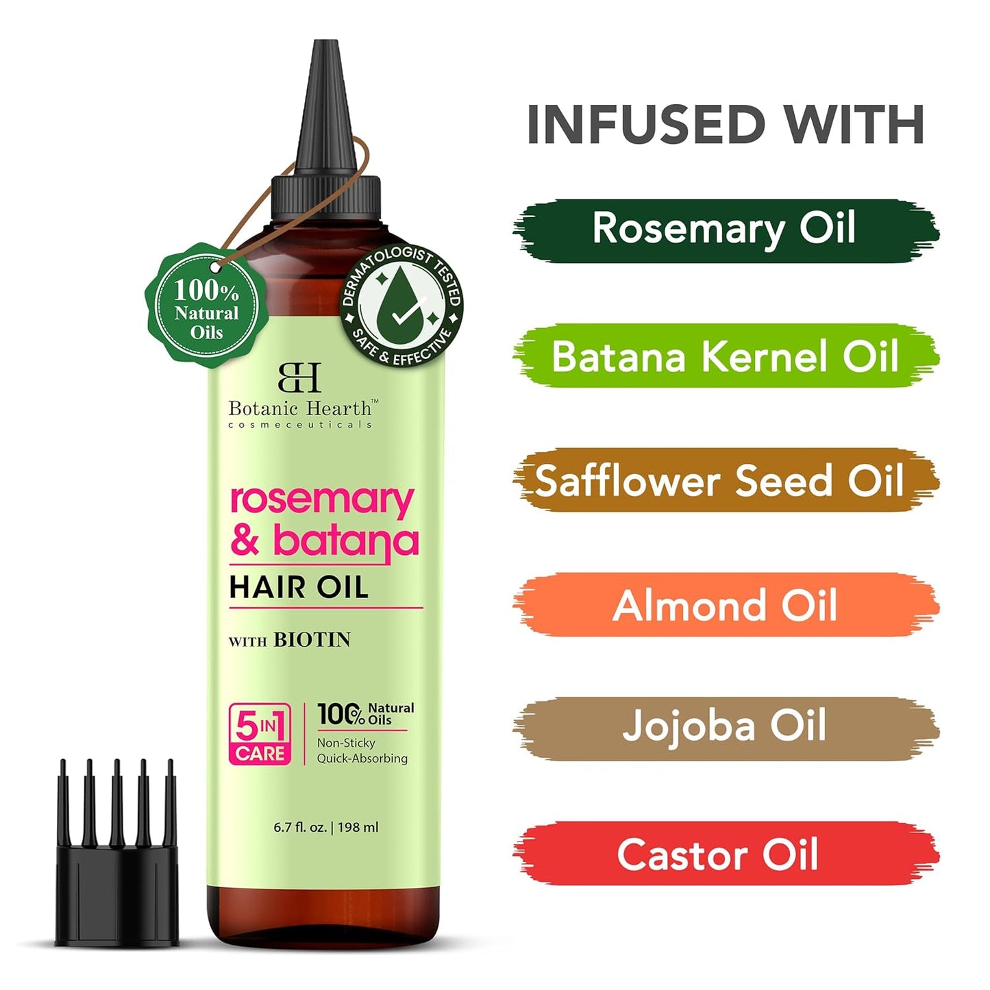 Botanic Hearth 100% Pure Rosemary Batana Oil For Hair Growth (6.7 fl oz)| Infused with Rosemary & Batana Oil | Hair Oil Repairs Dry Damaged Hair, Strengthening, Healthier Hair- Hair Tonic