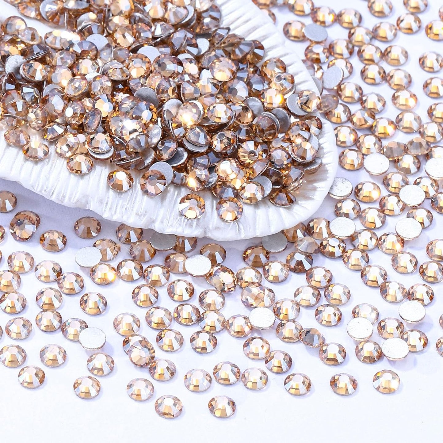 Gold Shadow Flatback Rhinestones, Glass Rhinestones for Nail Art and Craft, Glue Fix, Loose Crystal Gemstones(Gold Shadow, SS6, 1440pcs, 1.9-2.0mm)