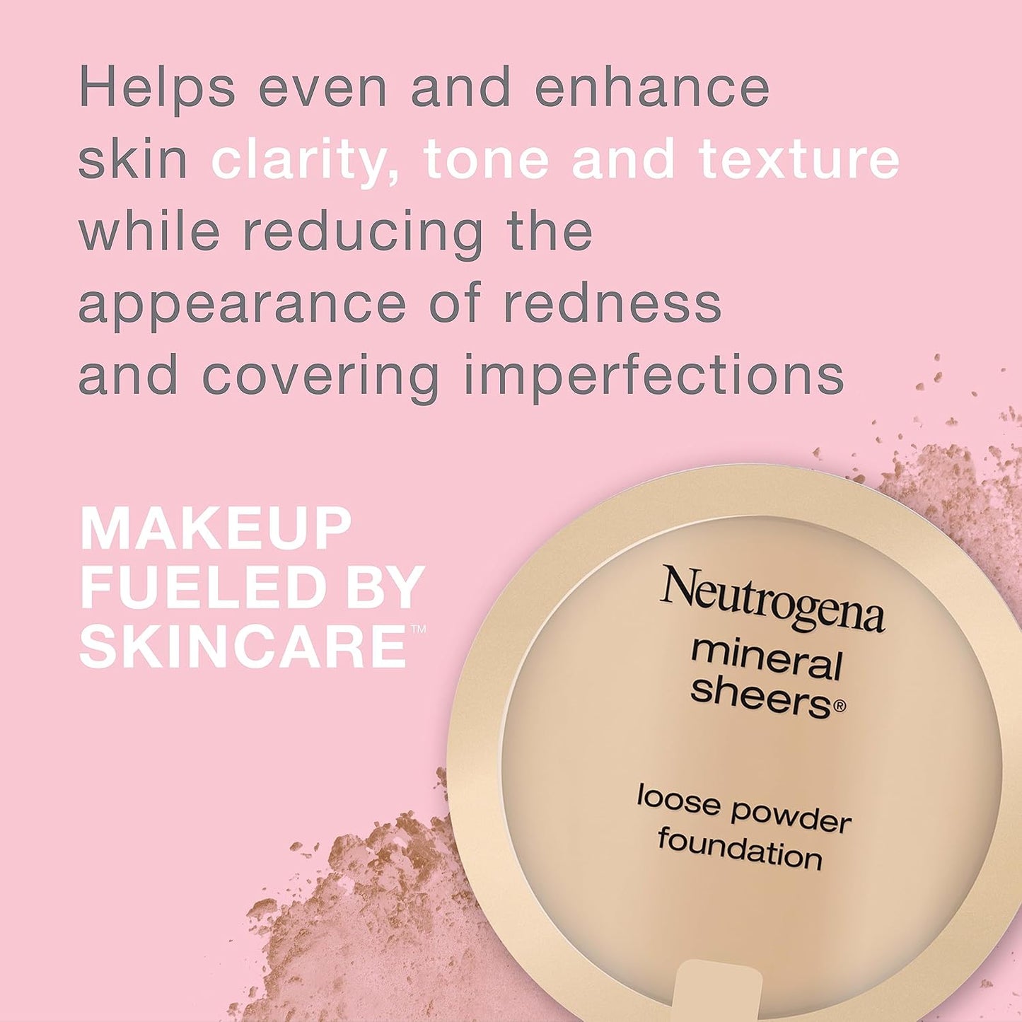 Neutrogena Mineral Sheers Lightweight Loose Powder Makeup Foundation with Vitamins A, C, & E, Sheer to Medium Buildable Coverage, Skin Tone Enhancer, Face Redness Reducer, Natural Ivory 20,.19 oz