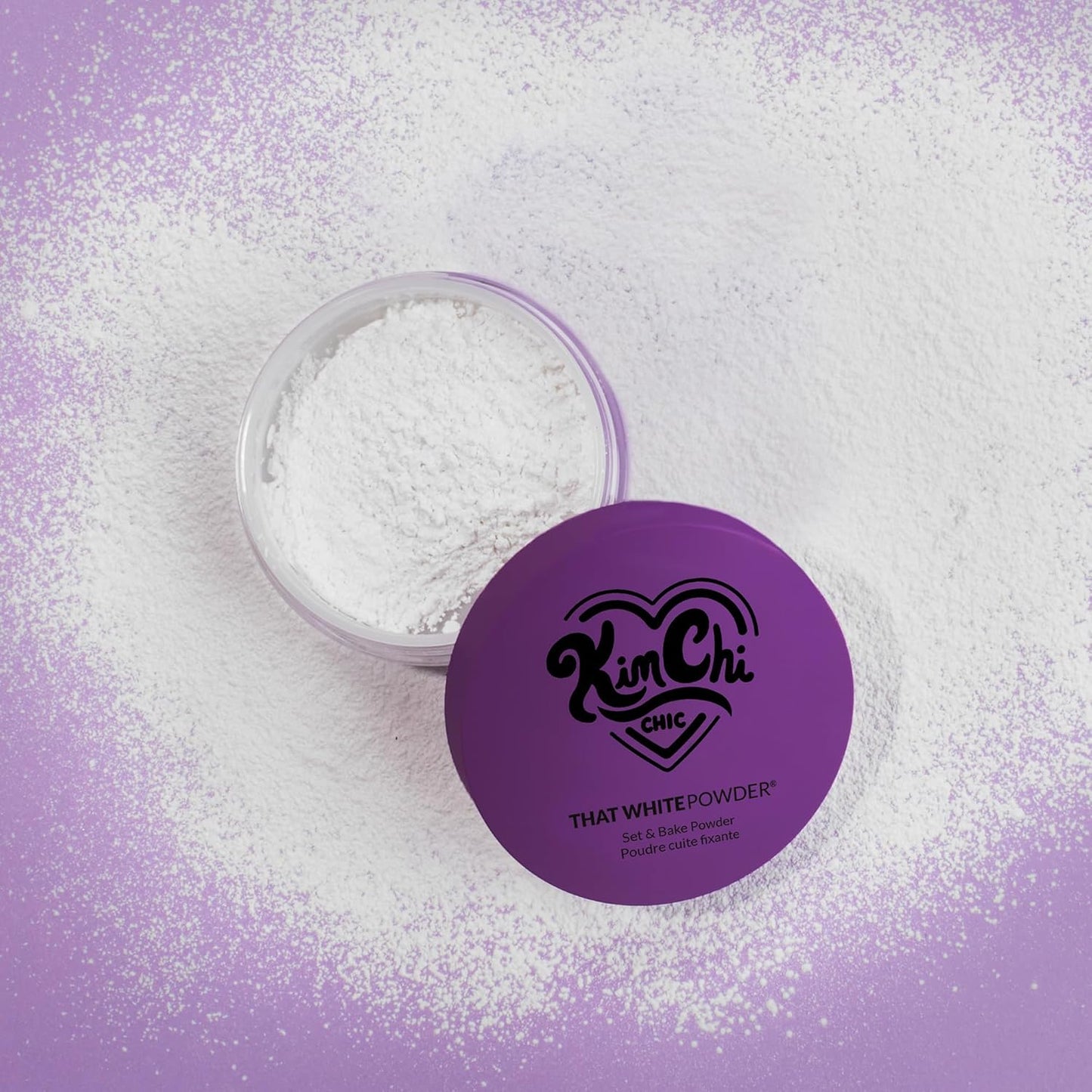 Kimchi Chic Beauty That WhitePowder Set and Bake Mattifying Setting Powder for Makeup, Extra Fluffy Loose Face Powder Poof, Soft Natural Face Makeup Helps Minimize the Appearance of Fine Lines, White