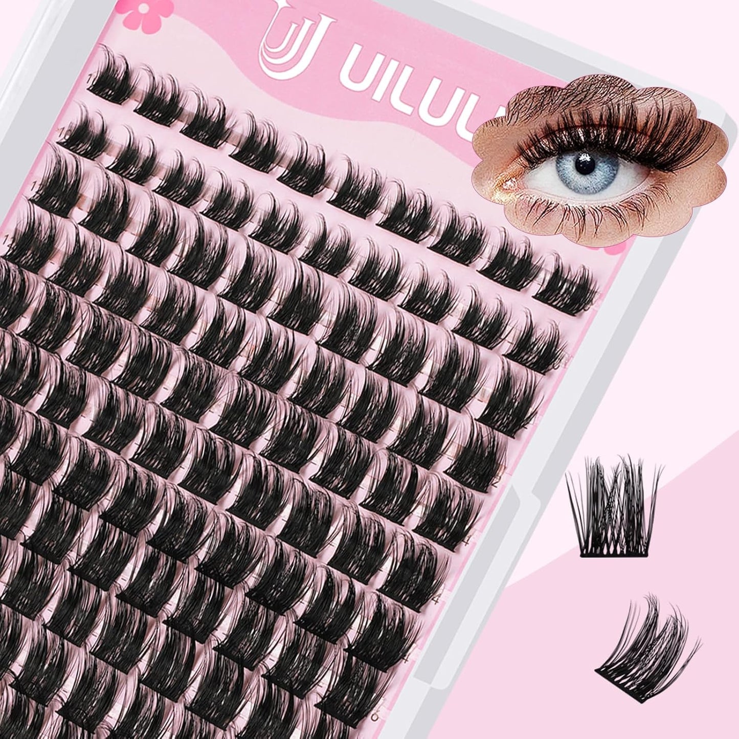 Lash Clusters D Curl Fluffy Individual Lashes 0.07D 10-18 MIX 120 Eyelashes Clusters Lashes DIY Lash Extensions at Home False Lashes Wide Band Wispy Eye Lash Clusters(U05, 10-18mix)