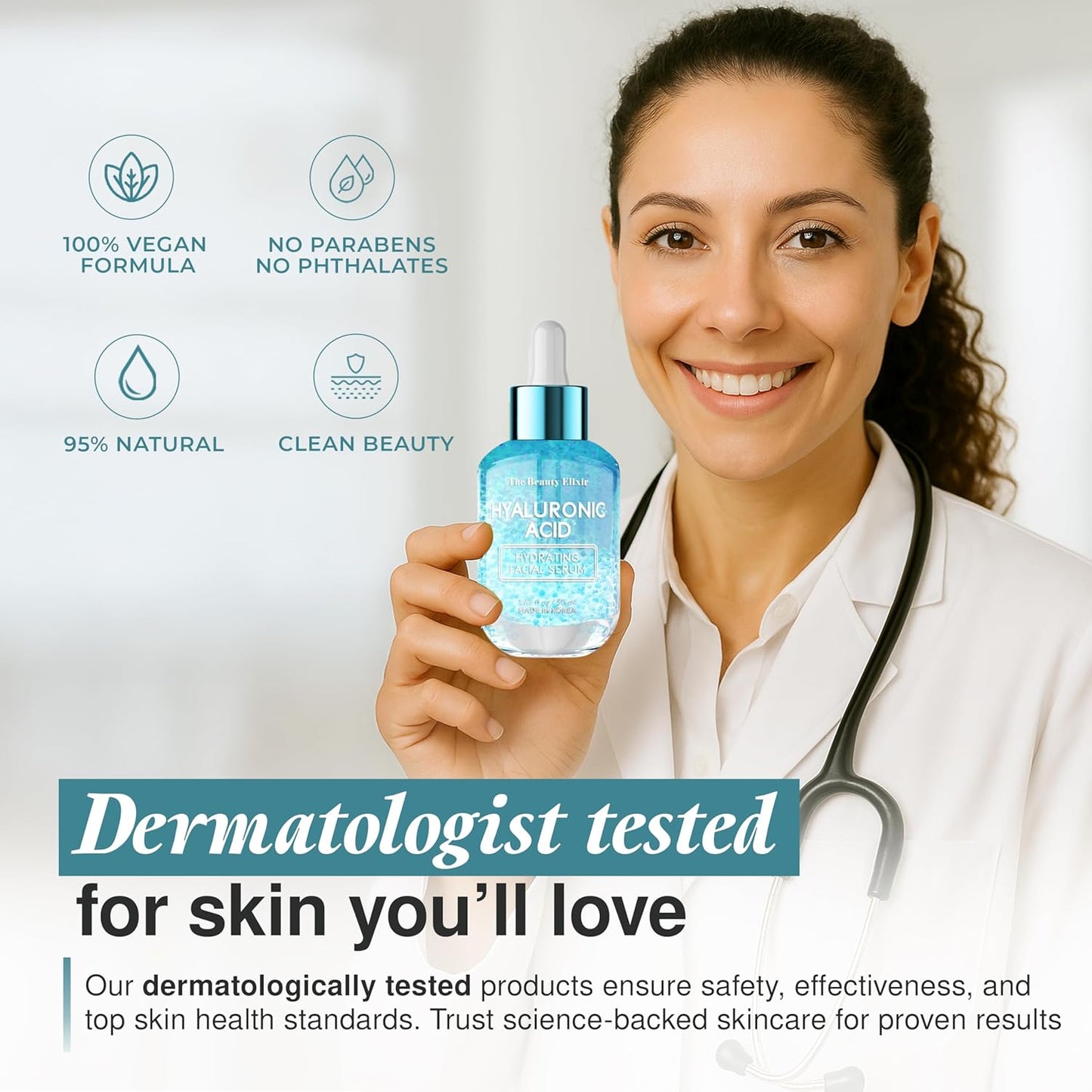 Hyaluronic Acid Serum For Face - Ultra Hydrating, Restores, Smooths & Reduces Wrinkles - Dermatologist Tested, Natural Ingredients, Clean Beauty - Korean Skin Care - 1.69 Fl. Oz